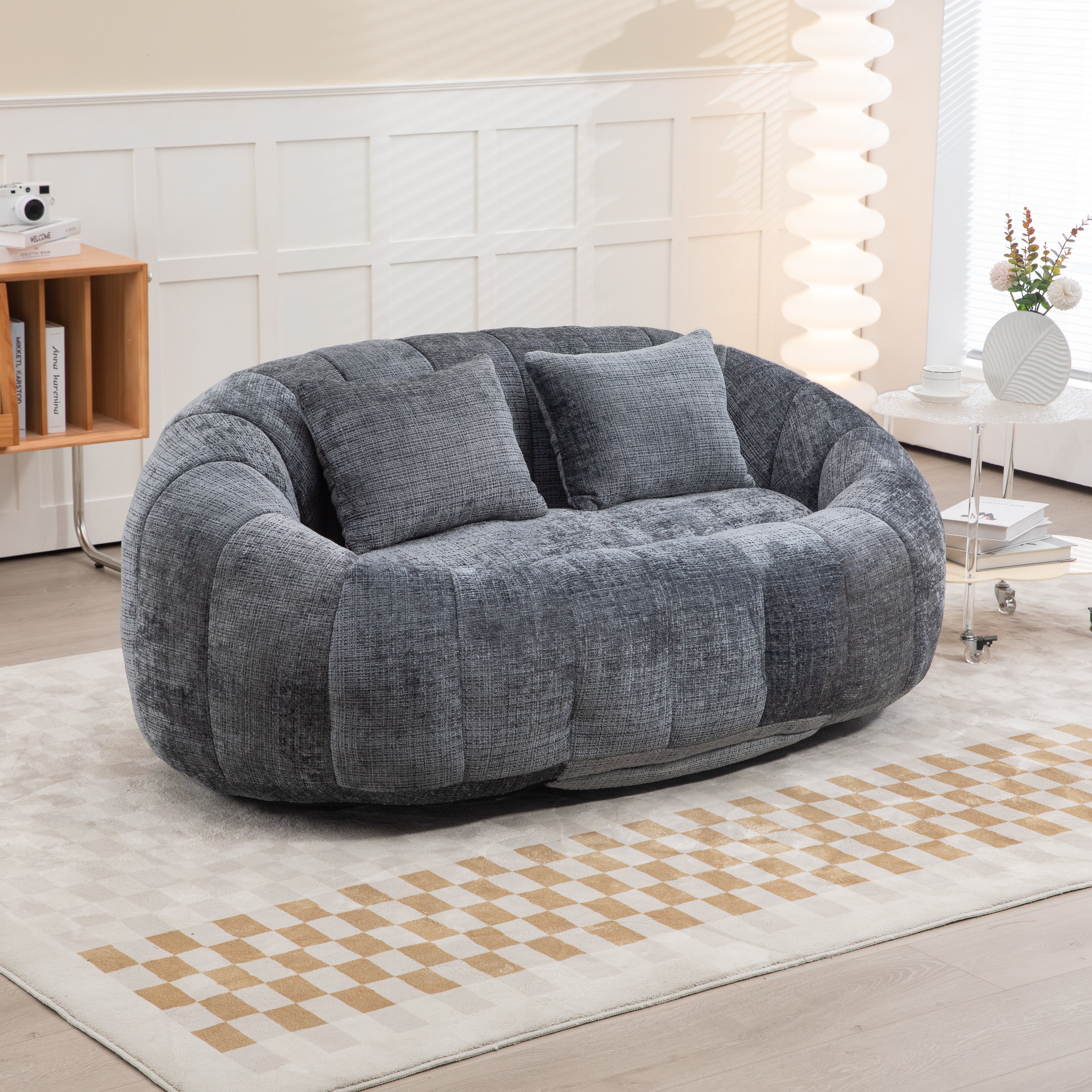 COOLMORE Bean Bag sofa Lazy Sofa Durable Comfort Lounger High Back Bean Bag Chair Couch for Adults and Kids, Indoor & Outdoor, Accent Floor Soft Lounge Chair  (Gray chenille)