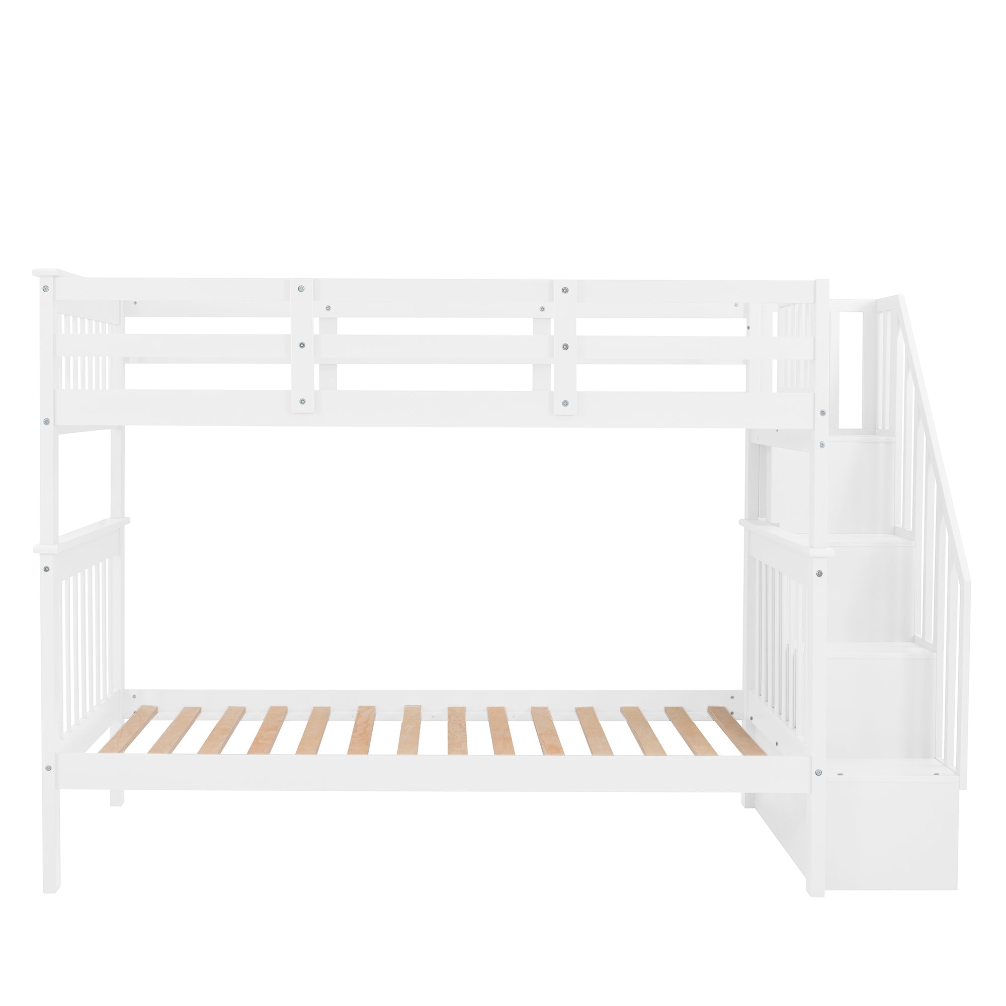 Stairway Twin-Over-Twin Bunk Bed with Storage and Guard Rail for Bedroom, Dorm, White color(OLD SKU :LP000109AAK)