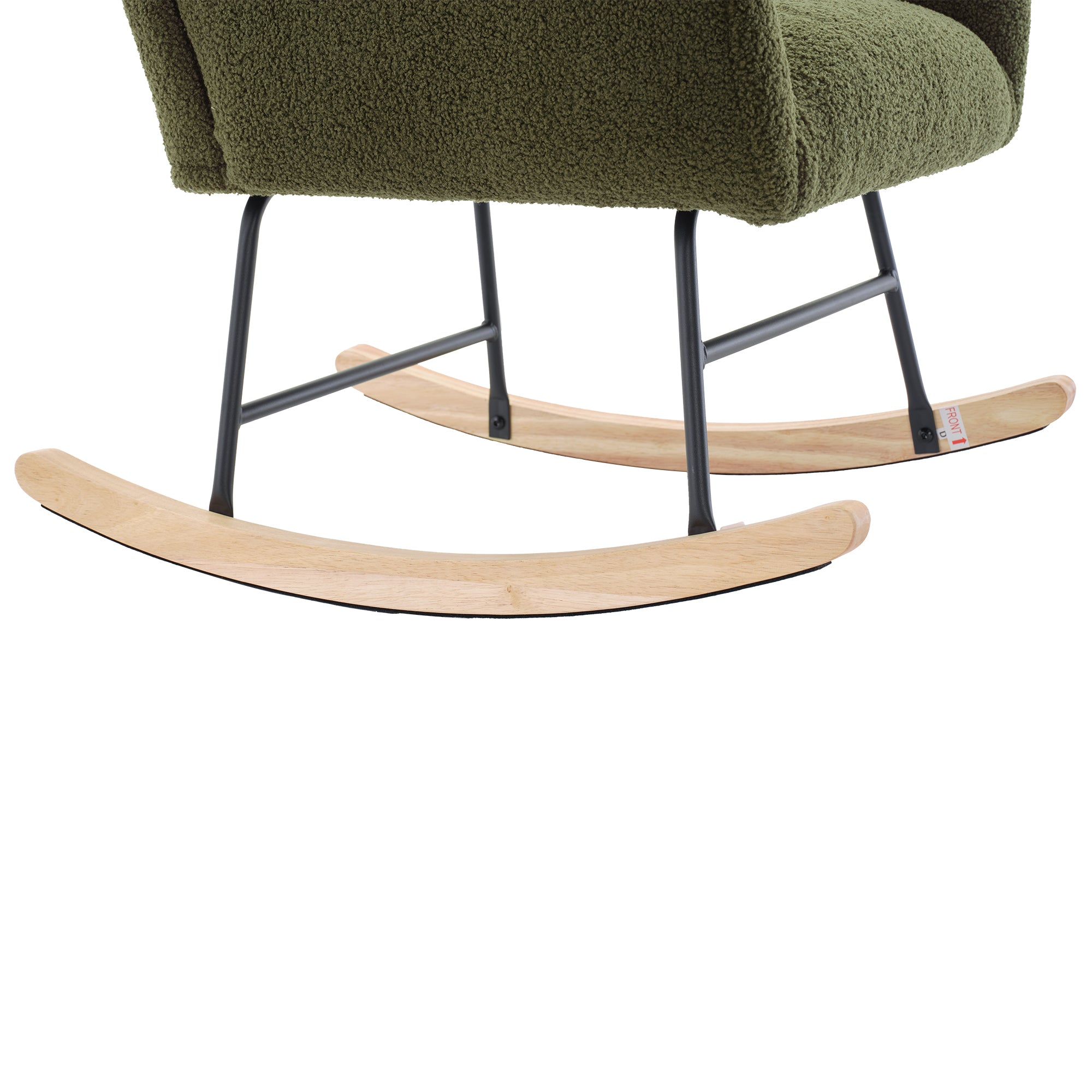 Nursery Rocking Chair, Teddy Upholstered Glider Rocker, Rocking Accent Chair with High Backrest, Comfy Rocking Accent Armchair for Living Room, Bedroom, Offices, DARK GREEN