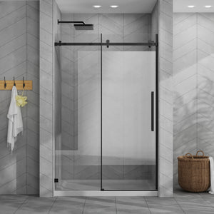 48 x 72 in Sliding Shower Door with Base - 48 x 72 in / Matte Black / White Base view 1