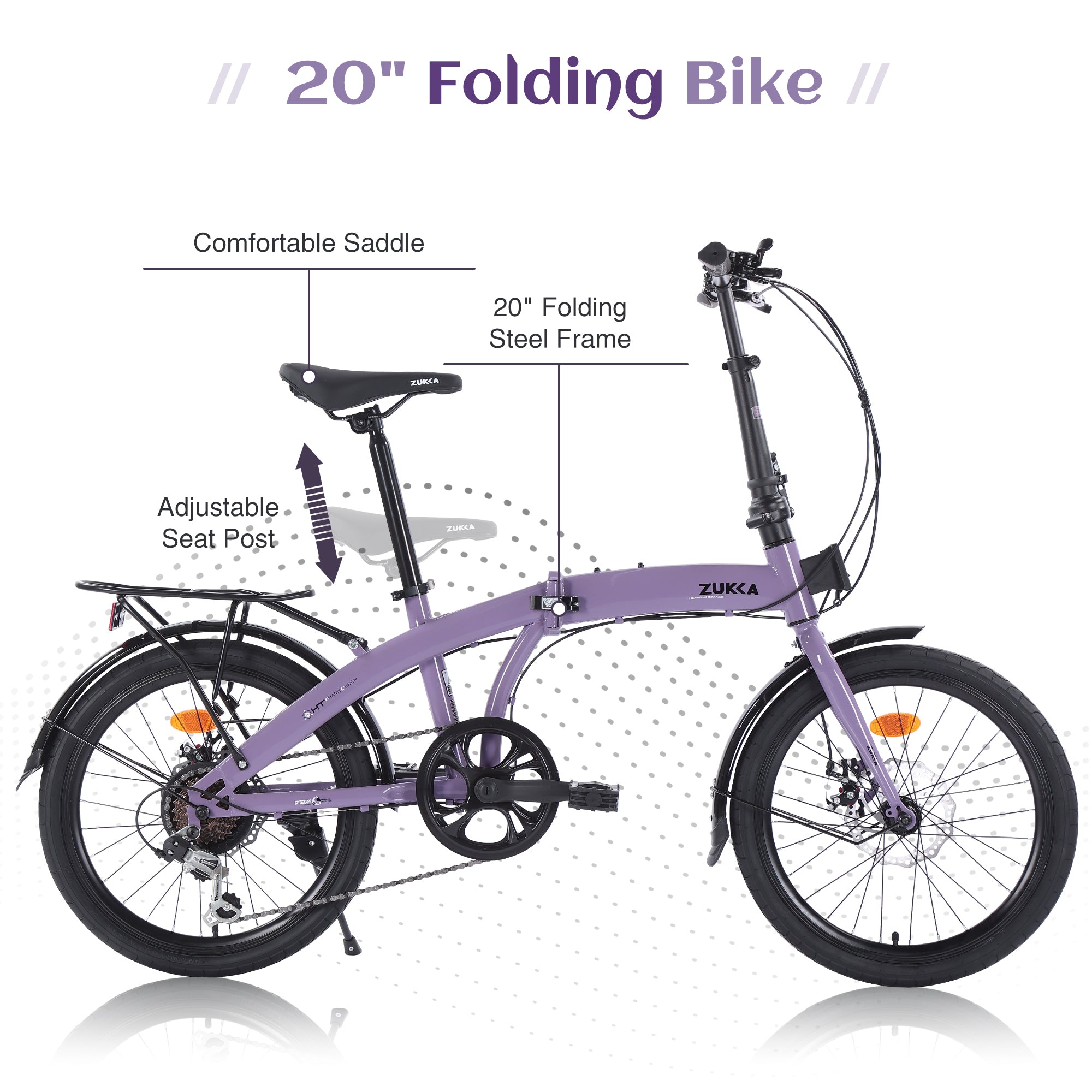 20" Folding Bike Steel Frame 7 Speed  City Bike