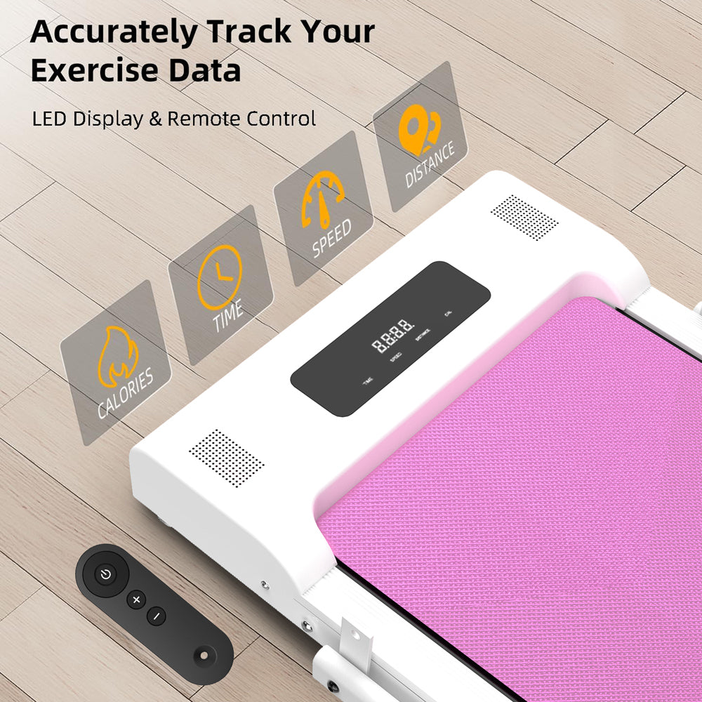 Under Desk Treadmill, Walking Pad, 2 in 1 Portable Treadmill with Handle Remote Control LED Display, Walking Jogging Machine for Home Office Use(265 lbs)-Pink