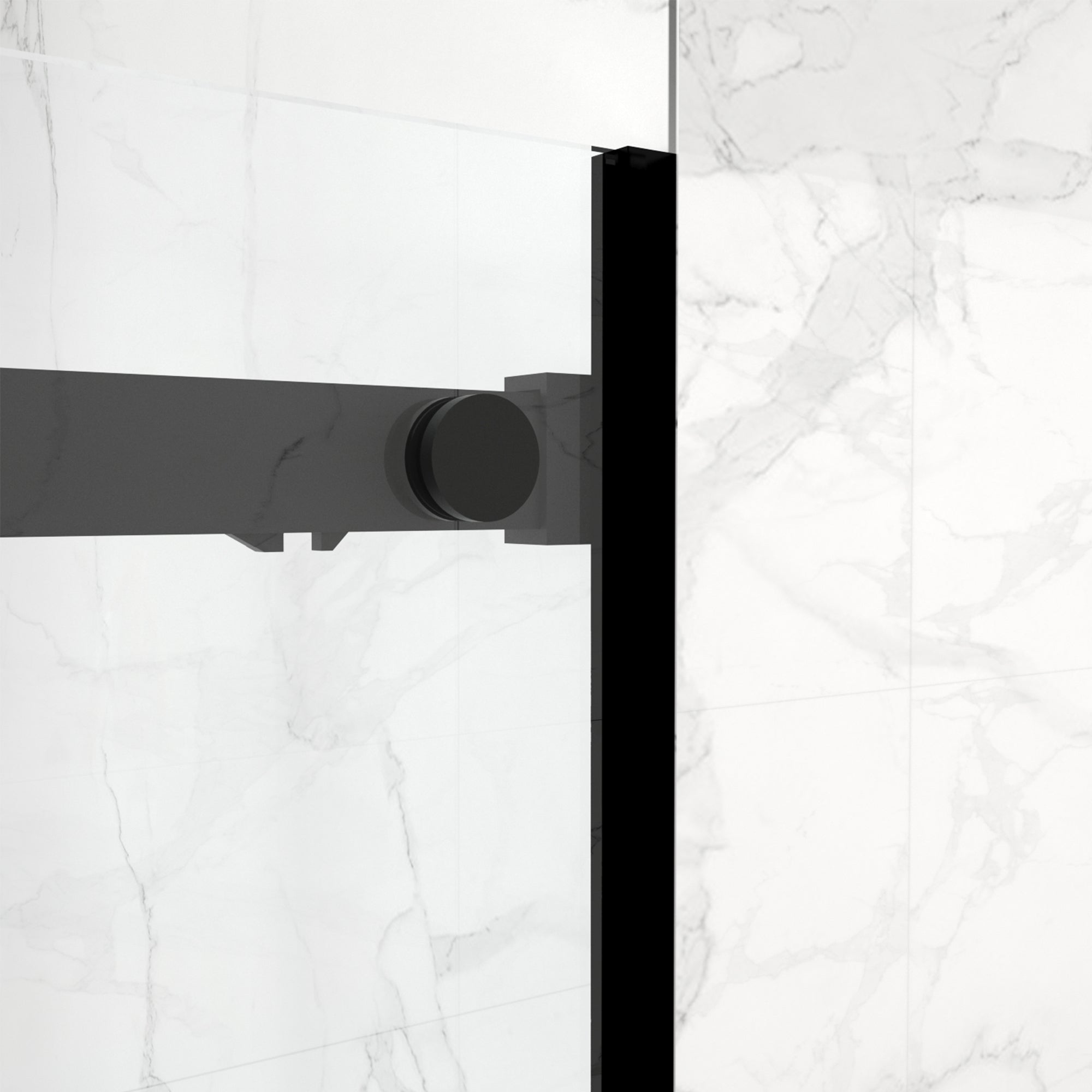 56"-60"W x 70"H Frameless Shower Door, Sliding Shower Door, with Premium 5/16"(8mm) Thick Tempered Glass Shower Enclosure,Double Side Easy Clean Coat,Matte Black Finished With Buffer