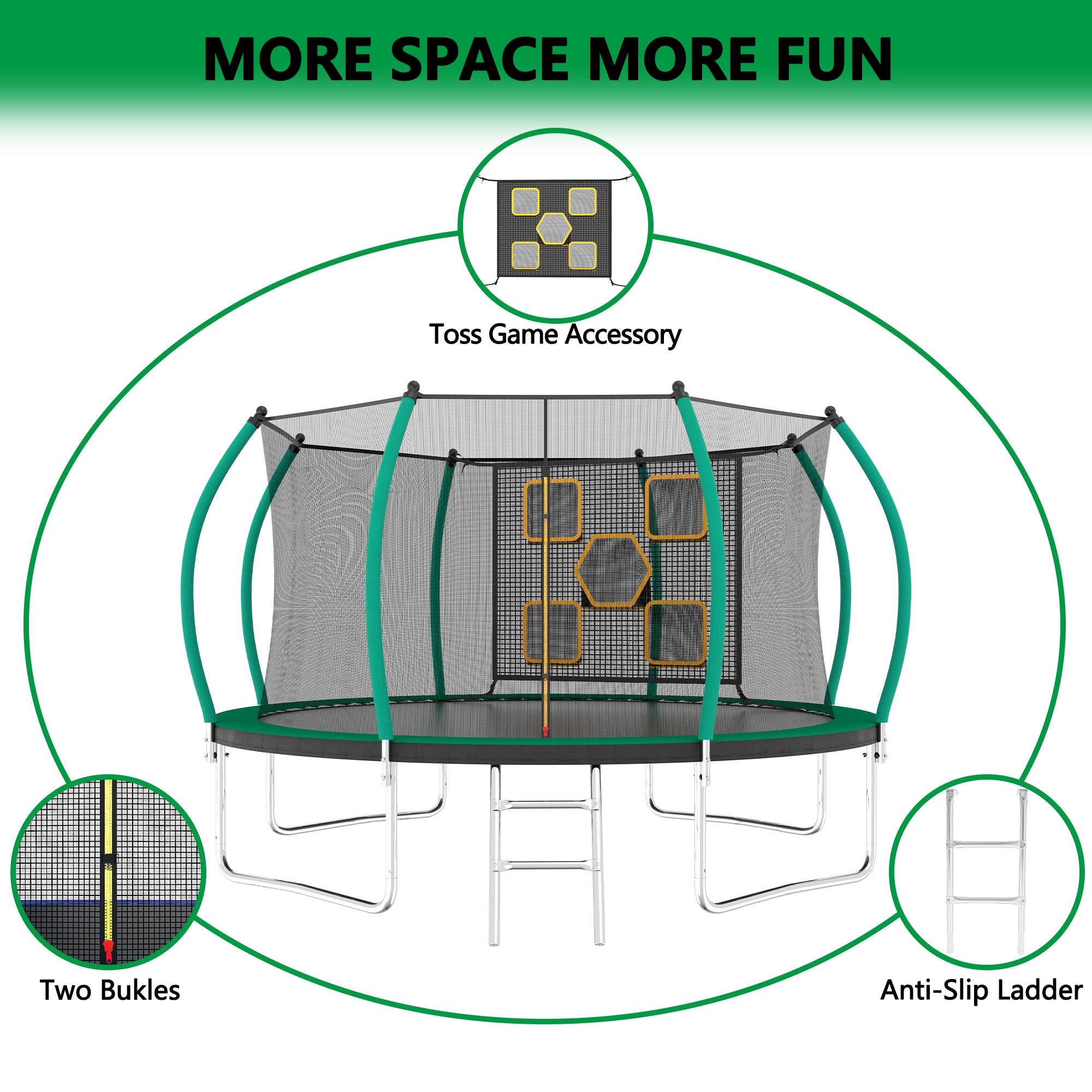 12FT Trampoline, Outdoor Trampolines for Kids and Adults, Recreational Trampoline with Enclosure Net & Ladder, Round Trampoline ASTM Approved