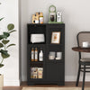 MDF painted Cabinet with Glass Doors and drawer, open storage space, Black ,Bedroom, Living room