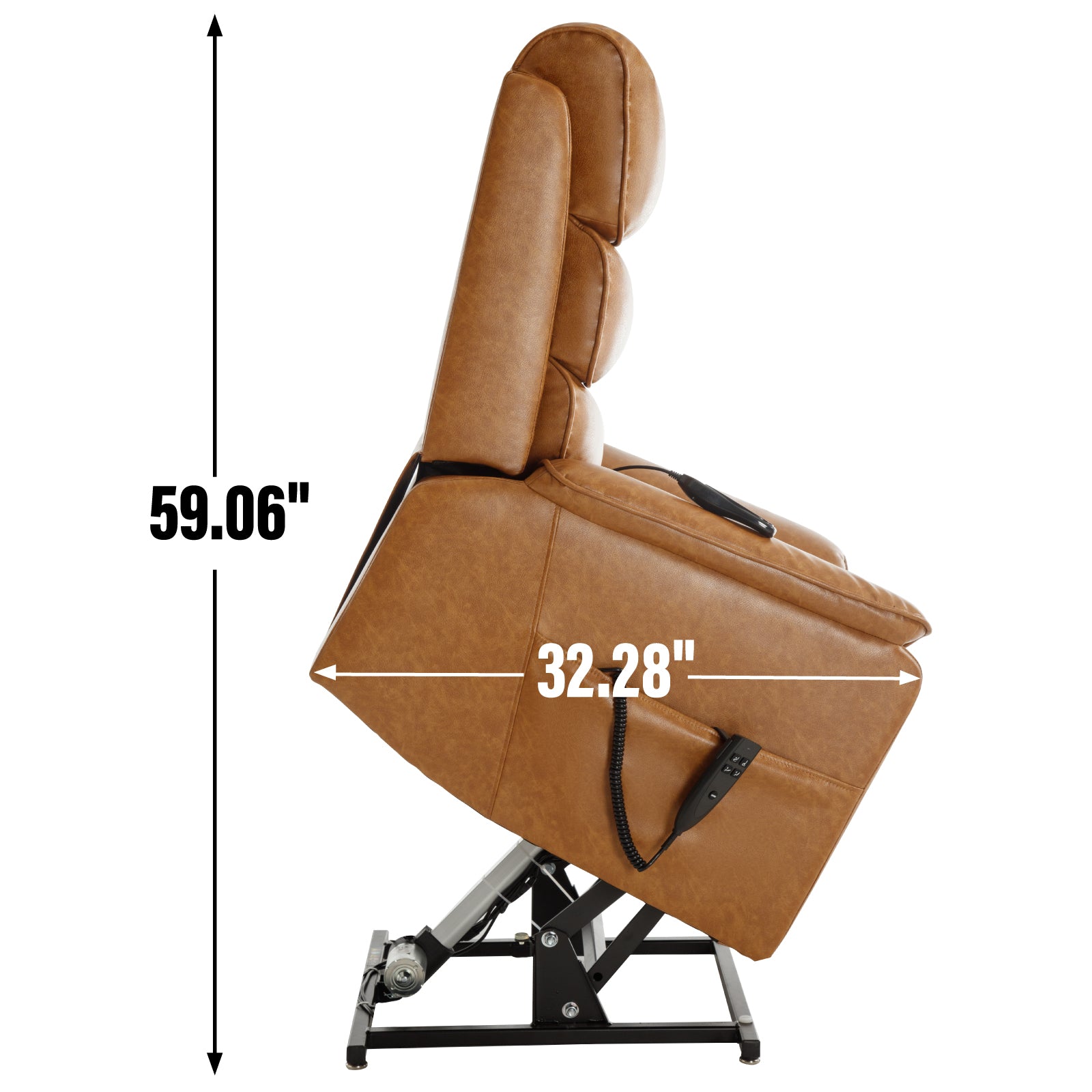 Brown Leatheraire Dual Motor Infinite Position Up to 350 LBS Power Lift Recliner Chair with Power-Remote, Heat Massage and Heavy Duty Motion Mechanism