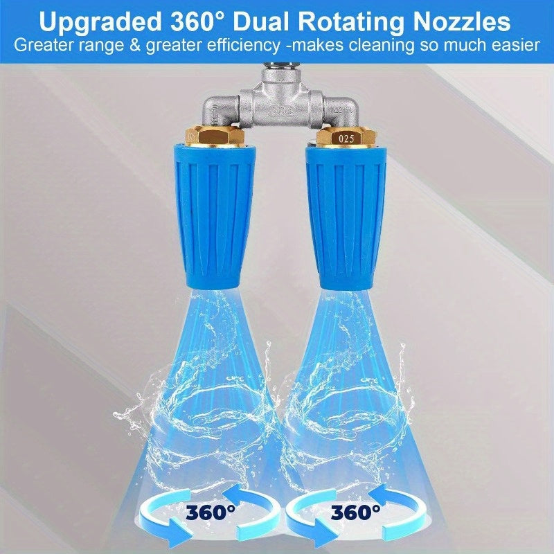 360° Rotating Pressure Washer Dual Turbo Nozzle 1/4" Quick Connector 2.5 Orifice