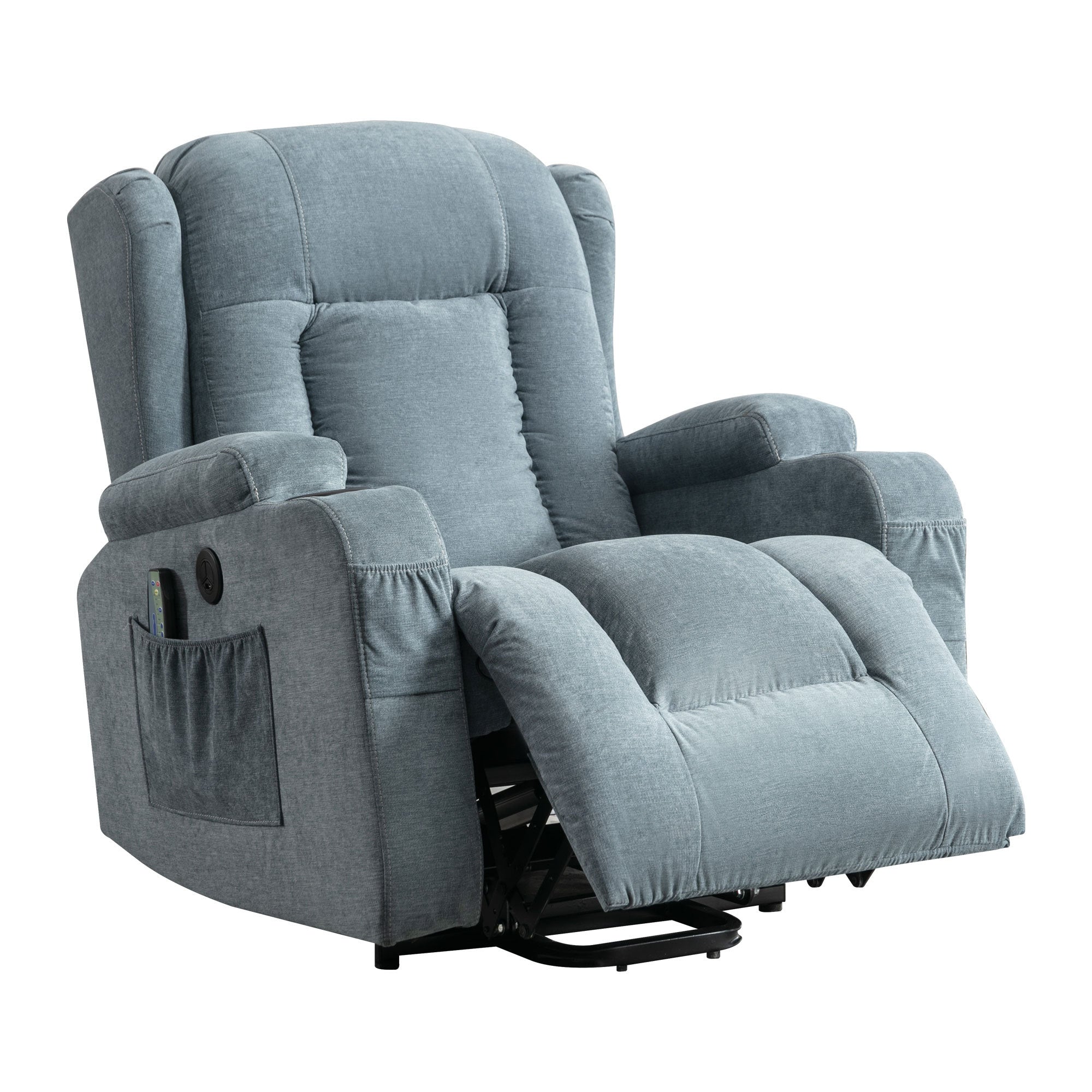 Power Lift Recliner Chair Recliners for Elderly with Heat and Massage Recliner Chair for Living Room with Infinite Position and Side Pocket,USB Charge Port(BLUE)