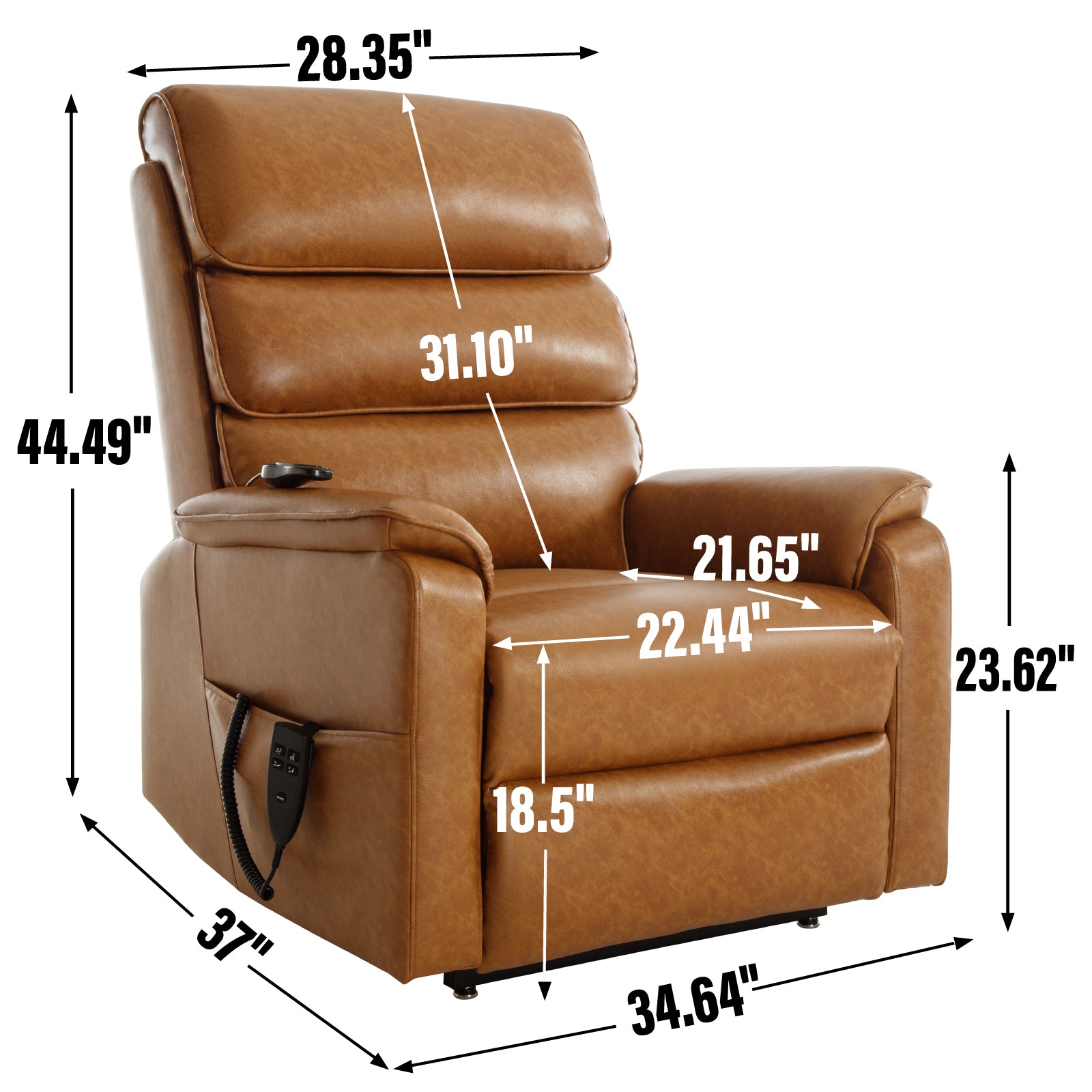 Brown Leatheraire Dual Motor Infinite Position Up to 350 LBS Power Lift Recliner Chair with Power-Remote, Heat Massage and Heavy Duty Motion Mechanism