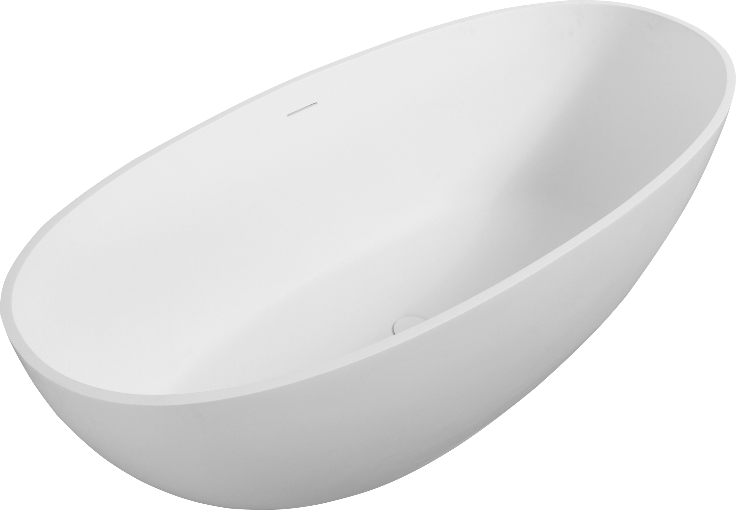 65" Luxury Handcrafted Stone Resin Freestanding Soaking Bathtub with Overflow in Matte White, cUPC Certified - 24S06-65MW