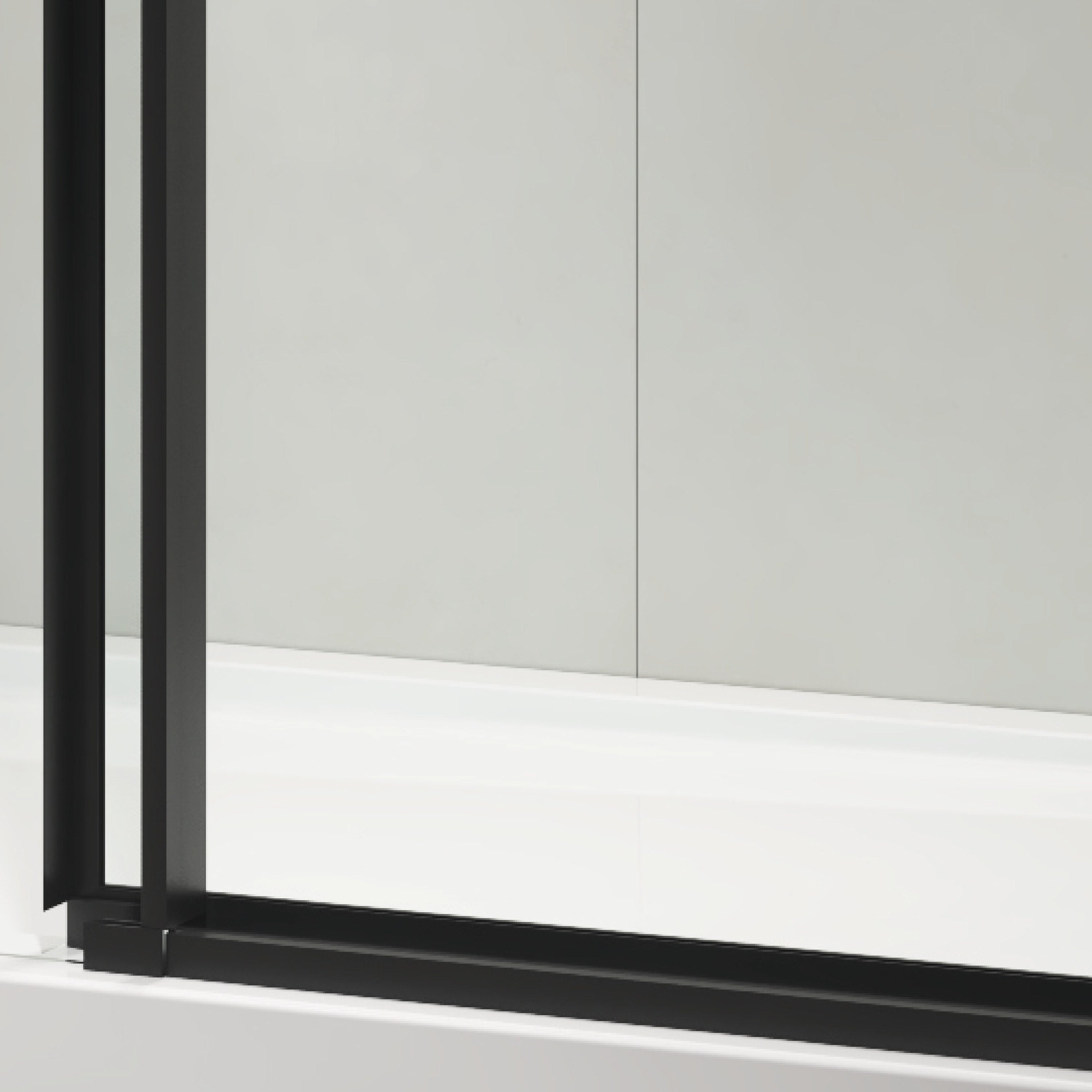 60"W x 76"H Sliding Frameless Shower Door in Matte Black with Clear Glass