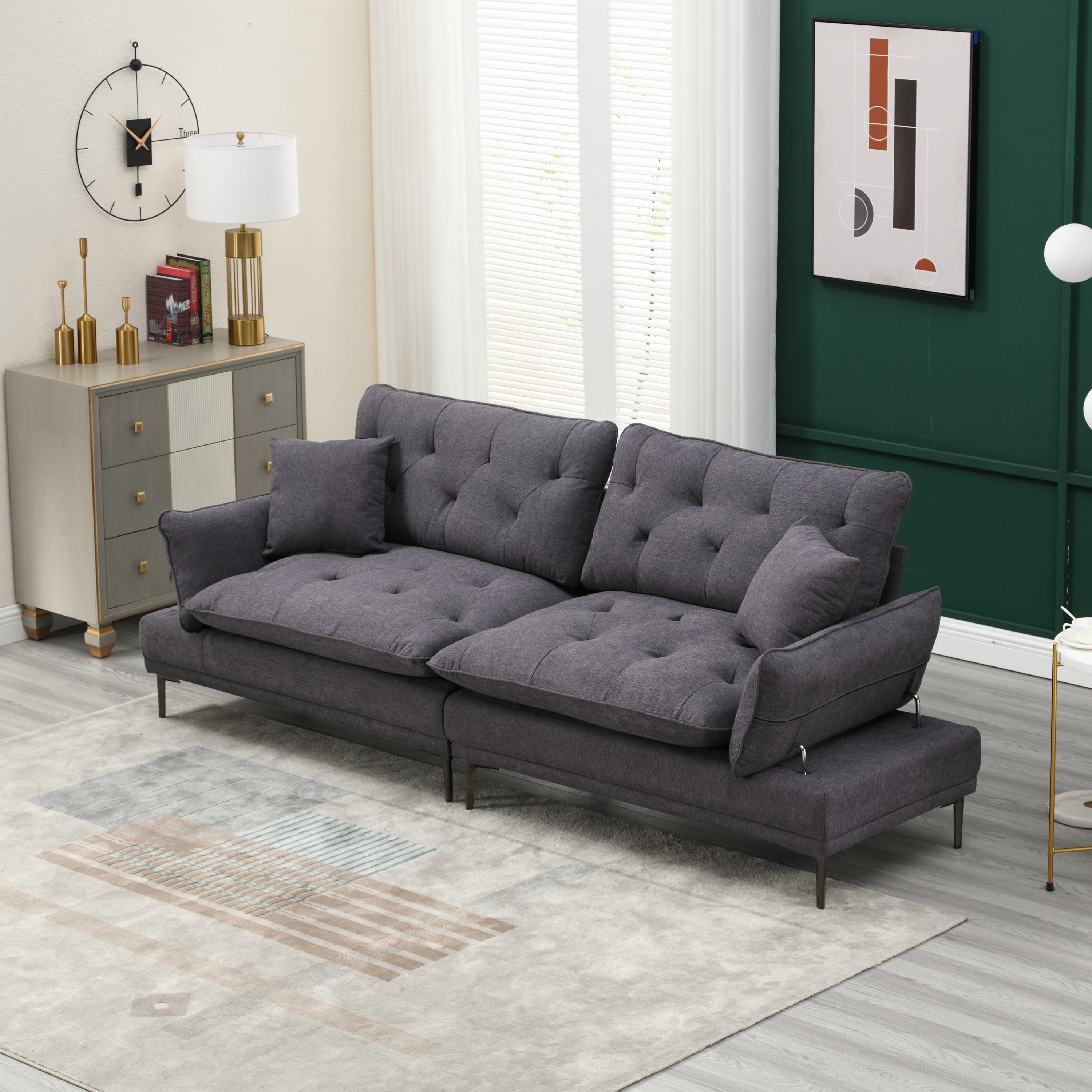 UNITED Linen Sofa , Accent sofa loveseat sofa with metal feet