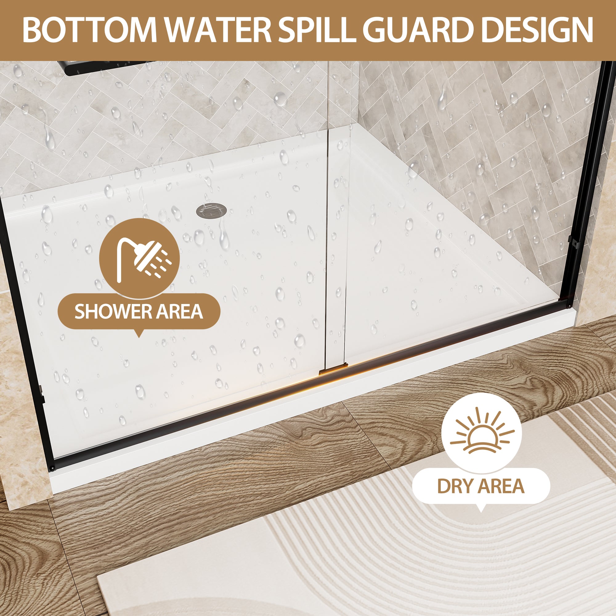 44-60 x 72 in Aluminum-Framed Double Sliding Shower Door - 44-48 x 72 in / Matte Black view 4