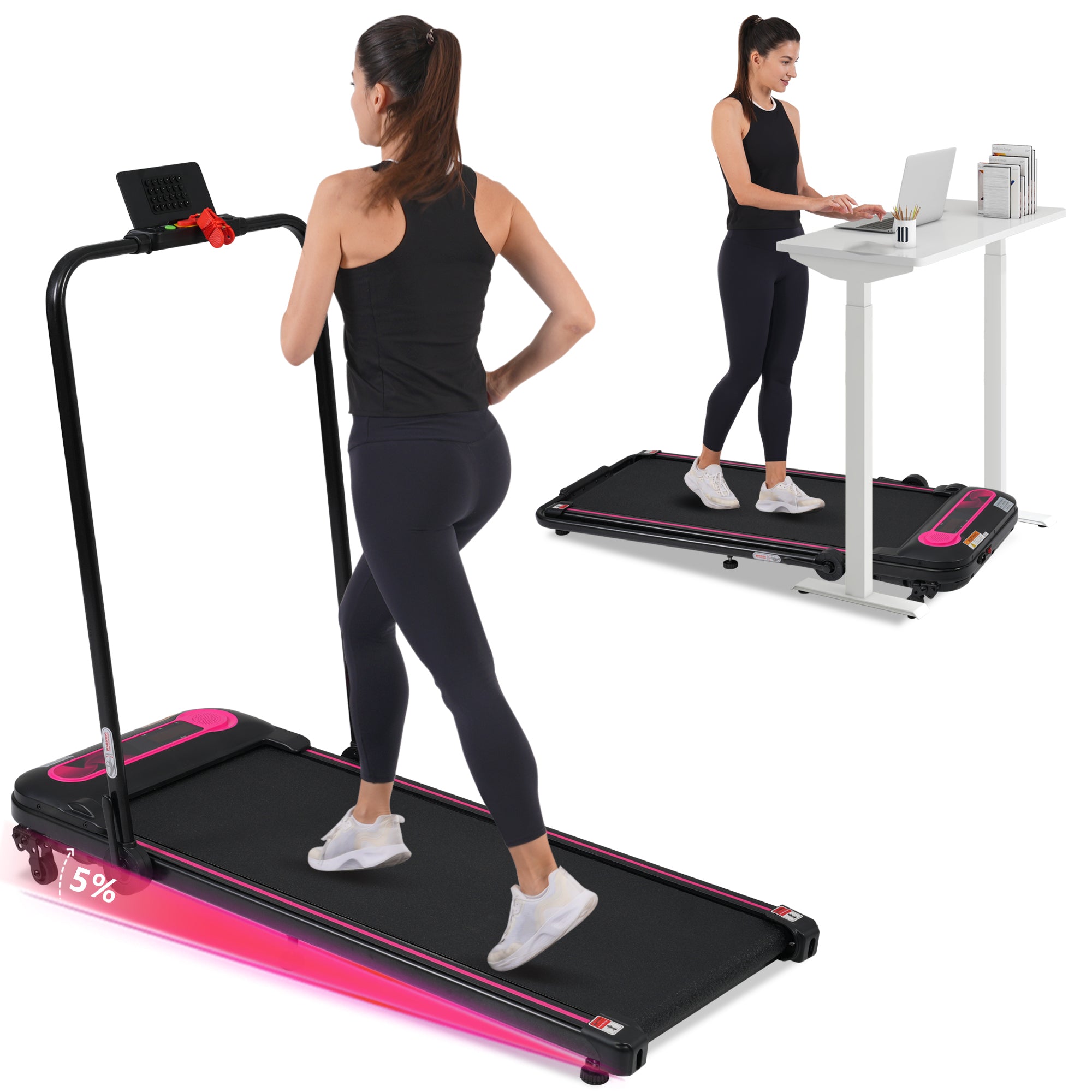 NEW Folding Walking Pad Under Desk Treadmill for Home Office -2.5HP Walking Treadmill With Incline 0.5-7.5MPH 300LBS Capacity Treadmill for Walking Running - Two Ways to Adjust Speed