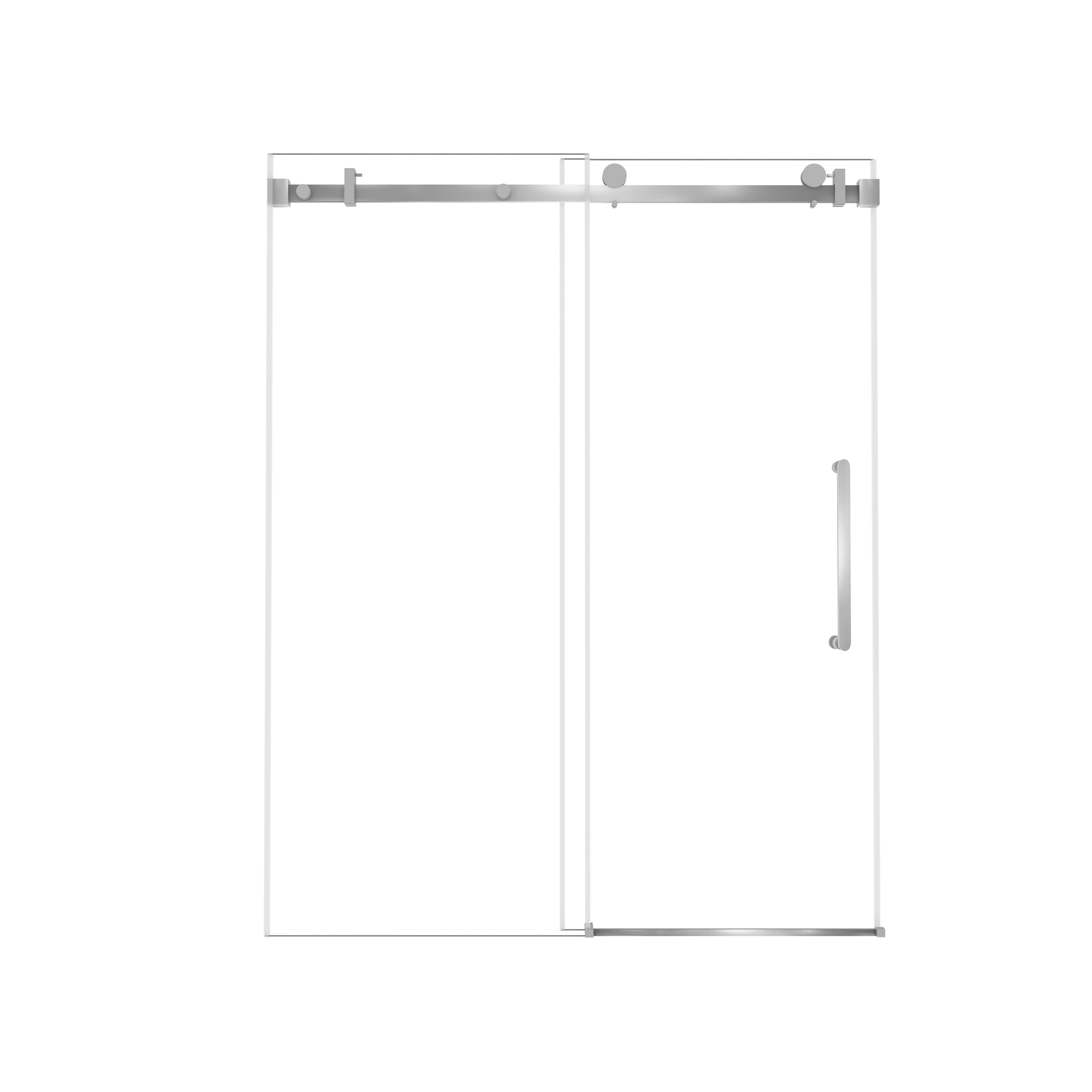 48 x 76 in Frameless Single Sliding Square-Tube Shower Door - 48 x 76 in / Brushed Nickel / Square Tube view 9