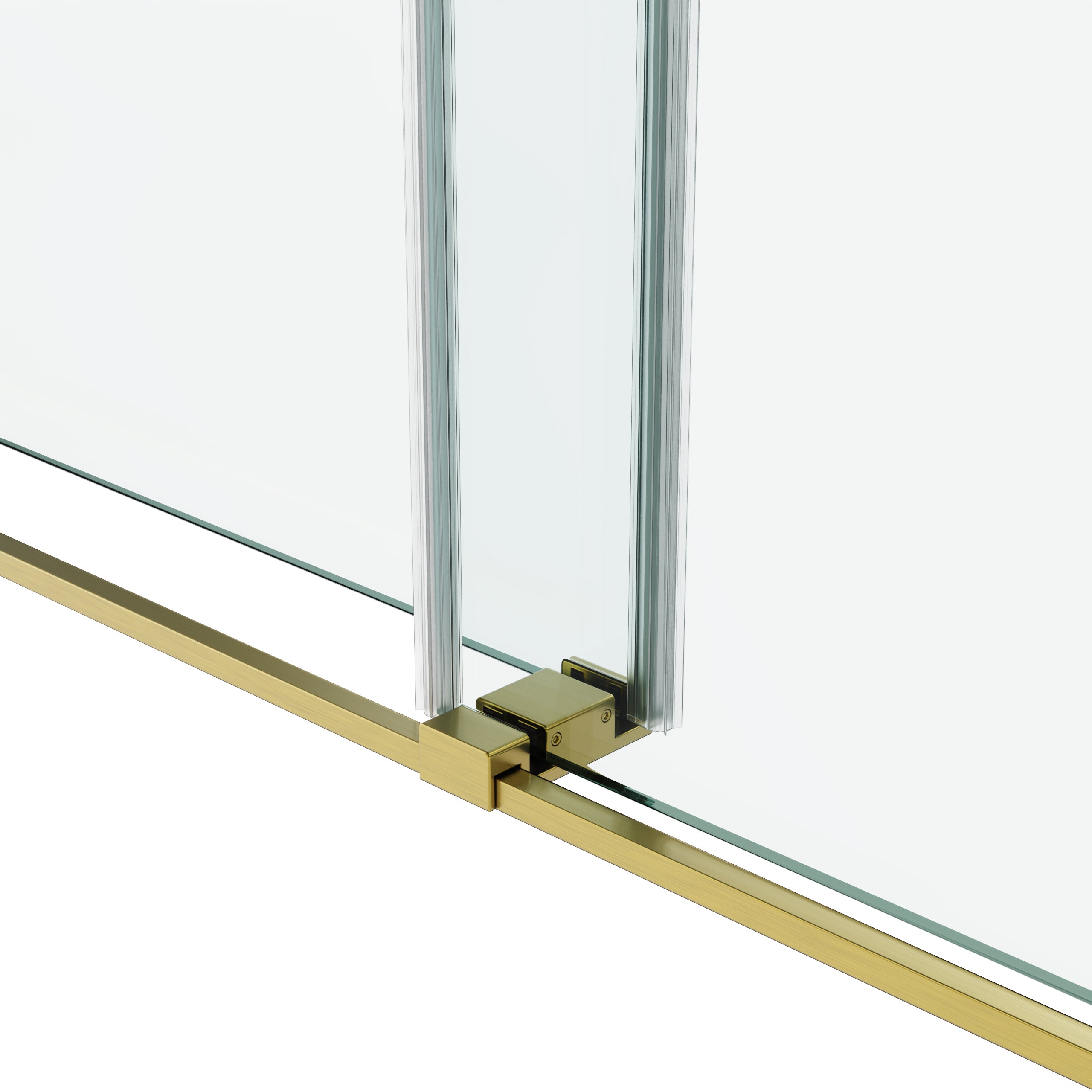 54 x 79 in Frameless Double Sliding Shower Door - 54 x 79 in / Brushed Gold / 3/8 in Glass view 7