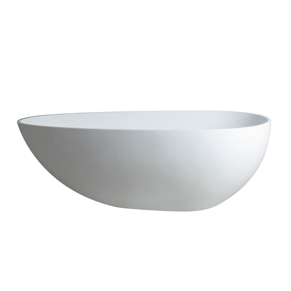 59" Luxury Handcrafted Stone Resin Freestanding Soaking Bathtub with Overflow in Matte White, cUPC Certified - 24S02-59MW