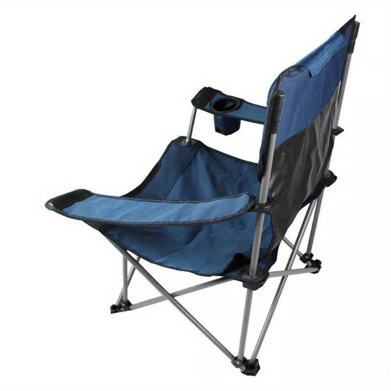 Oversized Camping Chair Outdoor Heavy Duty Folding Chair w/ Cup Holder & Pillow