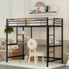 Twin Metal Loft Bed with Desk and Shelve,Black