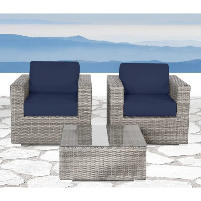 Fully Assembled Rattan Wicker 2-Person Seating Set with Cushions