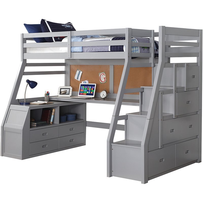 ACME Jason II Loft Bed & Ladder in Gray 37445