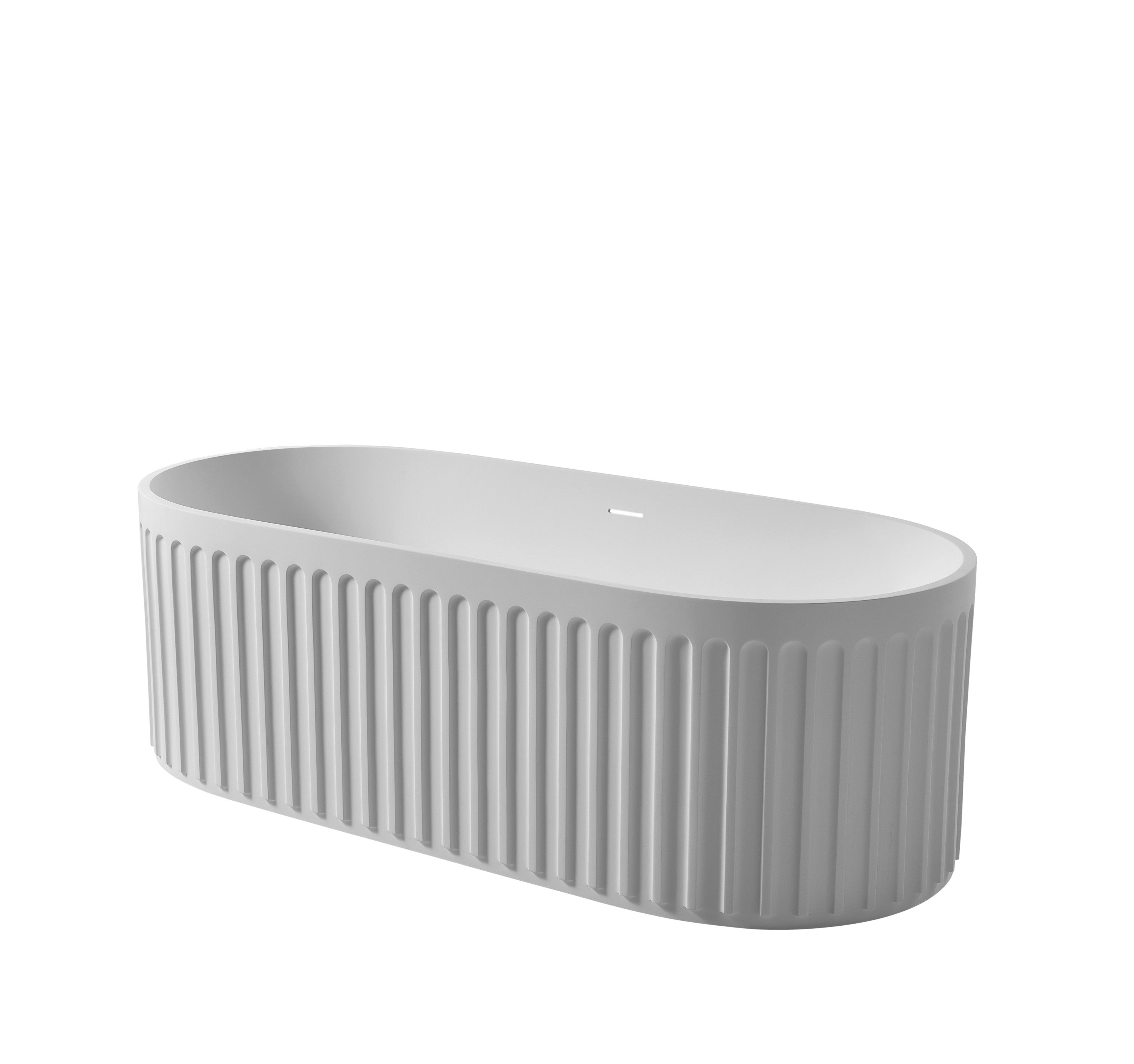 67" Luxury Handcrafted Stone Resin Freestanding Soaking Bathtub with Overflow in Matte White, cUPC Certified - 23S13-67