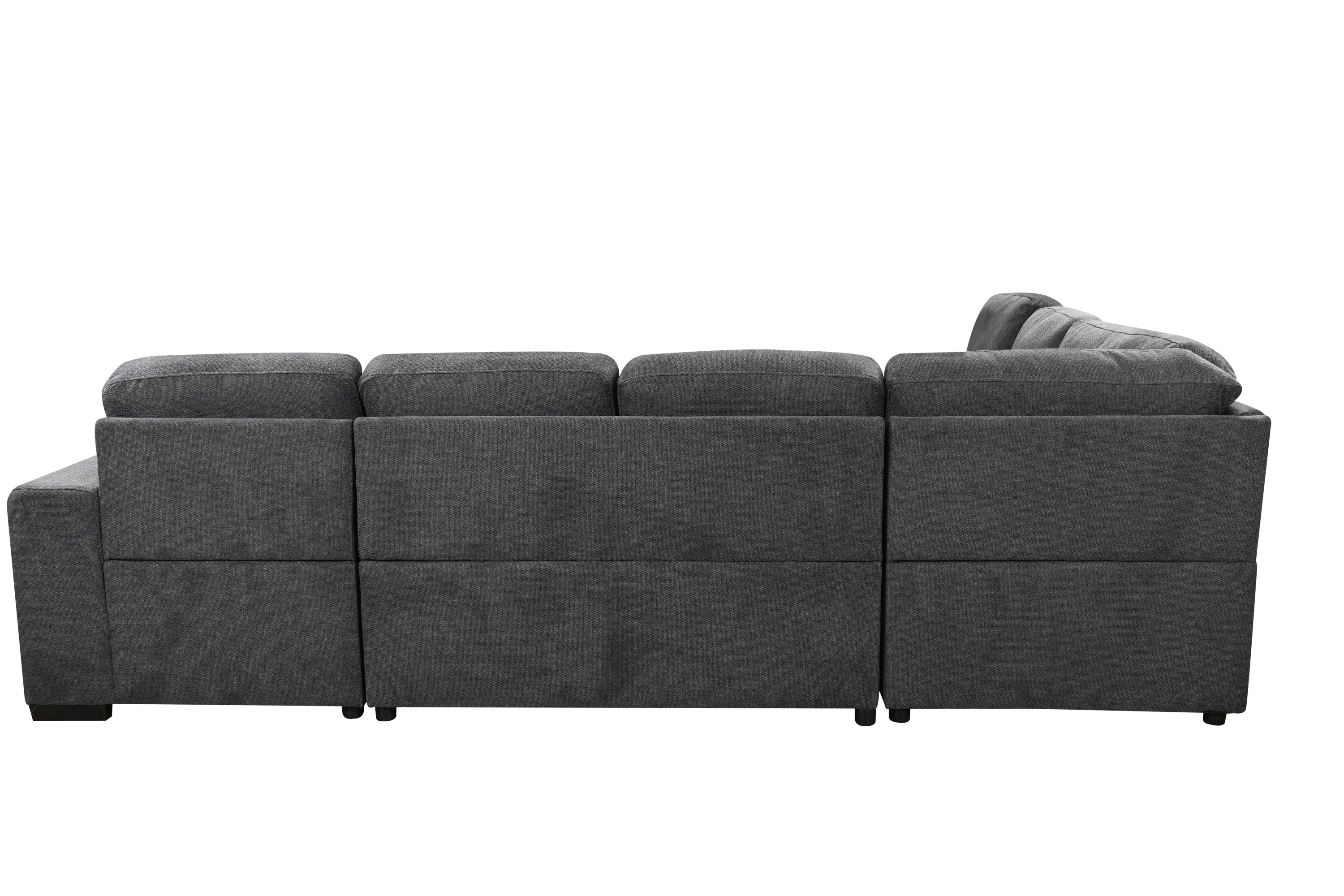 125'' Modern U Shaped 7 Seat Sectional Sofa Couch with Cabinet,Sofa Bed with Storage Chaise-Pull Out Couch Bed for Living Room,Dark Gray