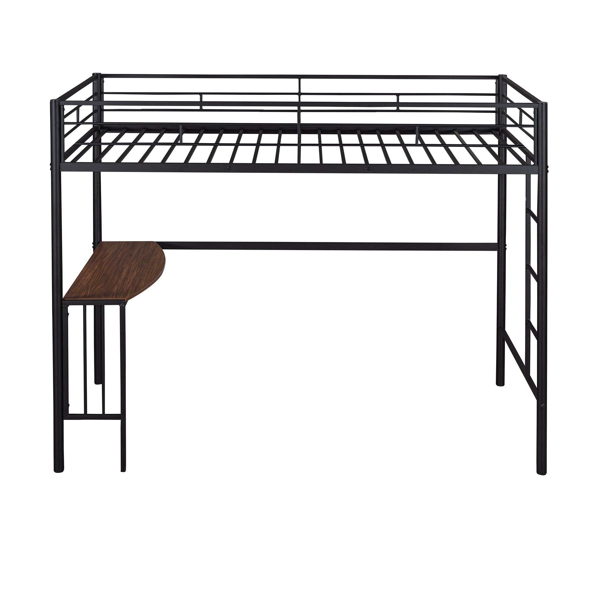 Twin Metal Loft Bed with Desk, Ladder and Guardrails, Loft Bed for Bedroom, Black(OLD SKU : MF195191AAB)