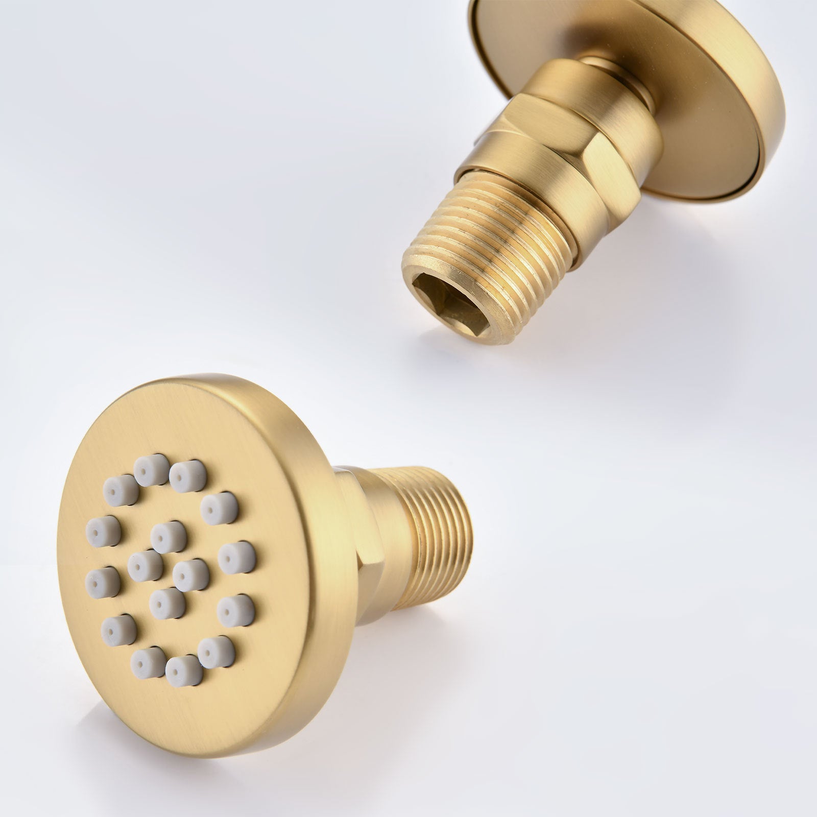 Single-Handle 4-Spray Patterns Bathroom Rain Shower Faucet with Body Jet Handshower in Brushed Gold (Valve Included)