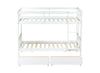 White twin over twin solid wood bunk bed with drawers