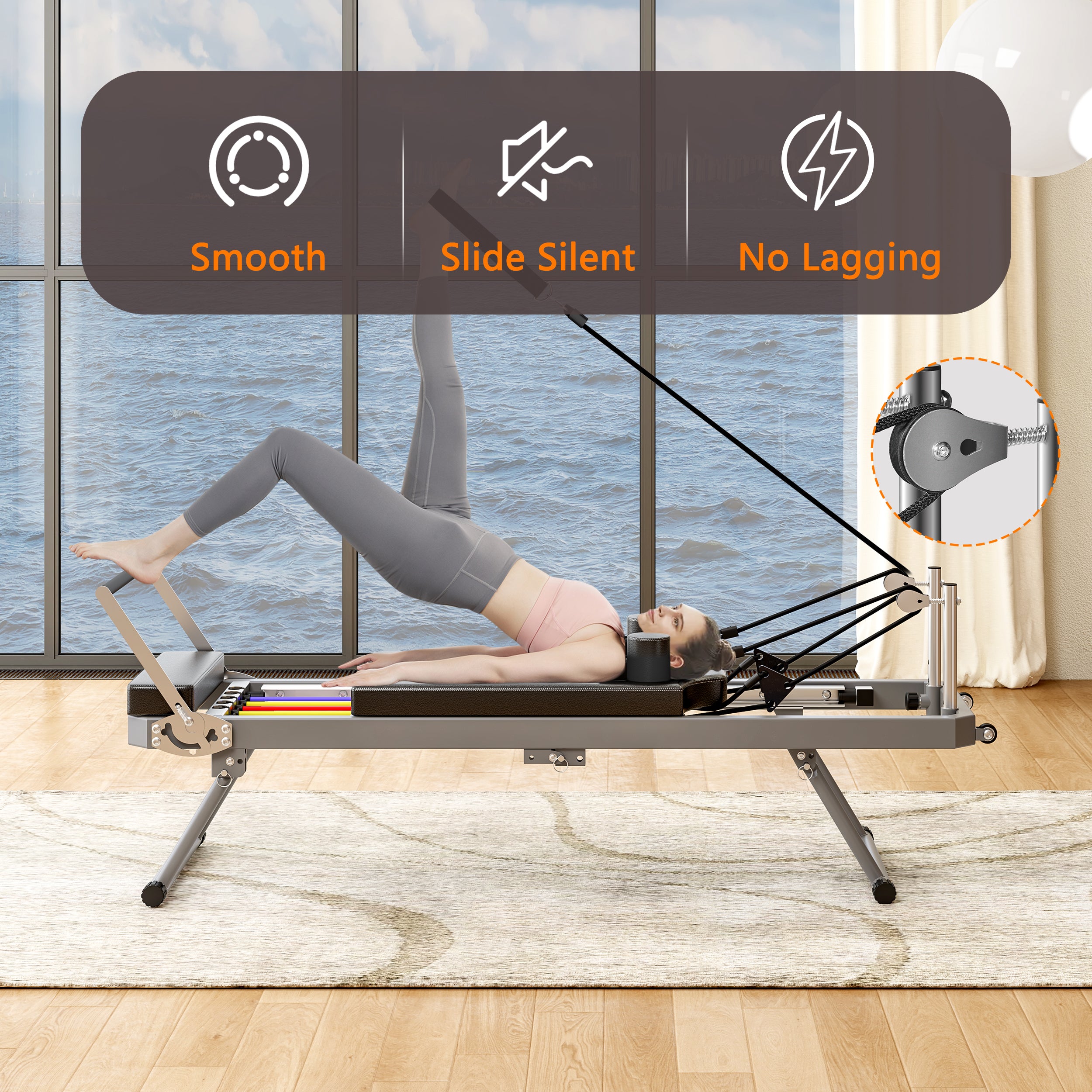 Pilates core bed, foldable home high quality, yoga studio same commercial fitness equipment, black