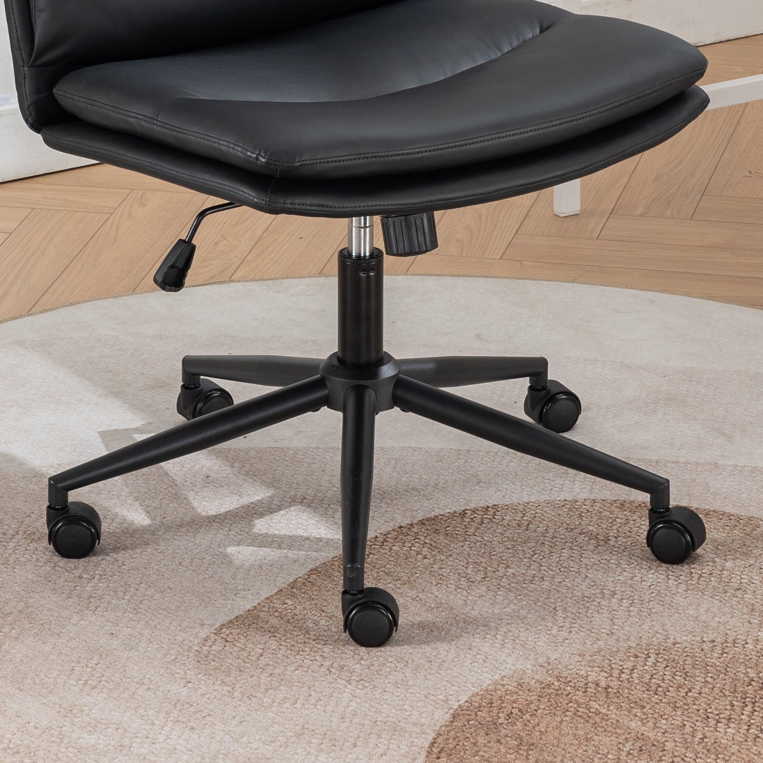 Bizerte Adjustable Swivel Criss-Cross Chair, Wide Seat/ Office Chair /Vanity Chair, Black