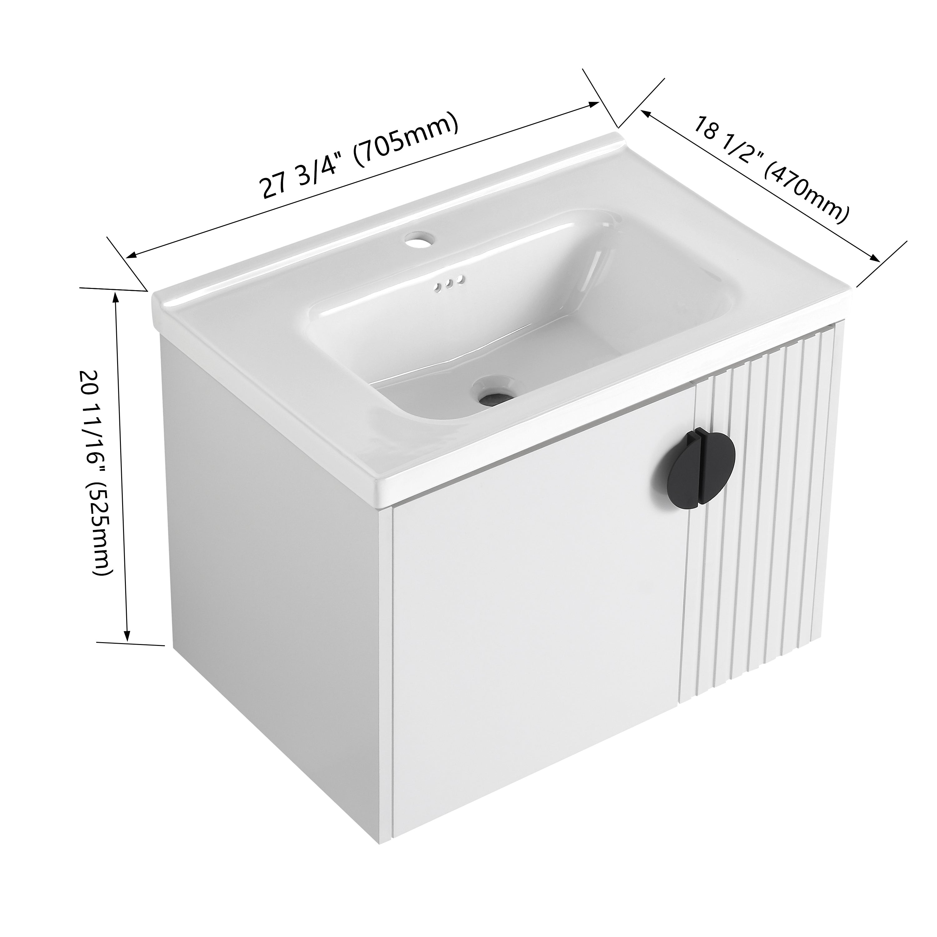 28 Inch Bathroom Vanity with Ceramic Sink, For Small Bathroom, Bathroom Vanity with Soft Close Door