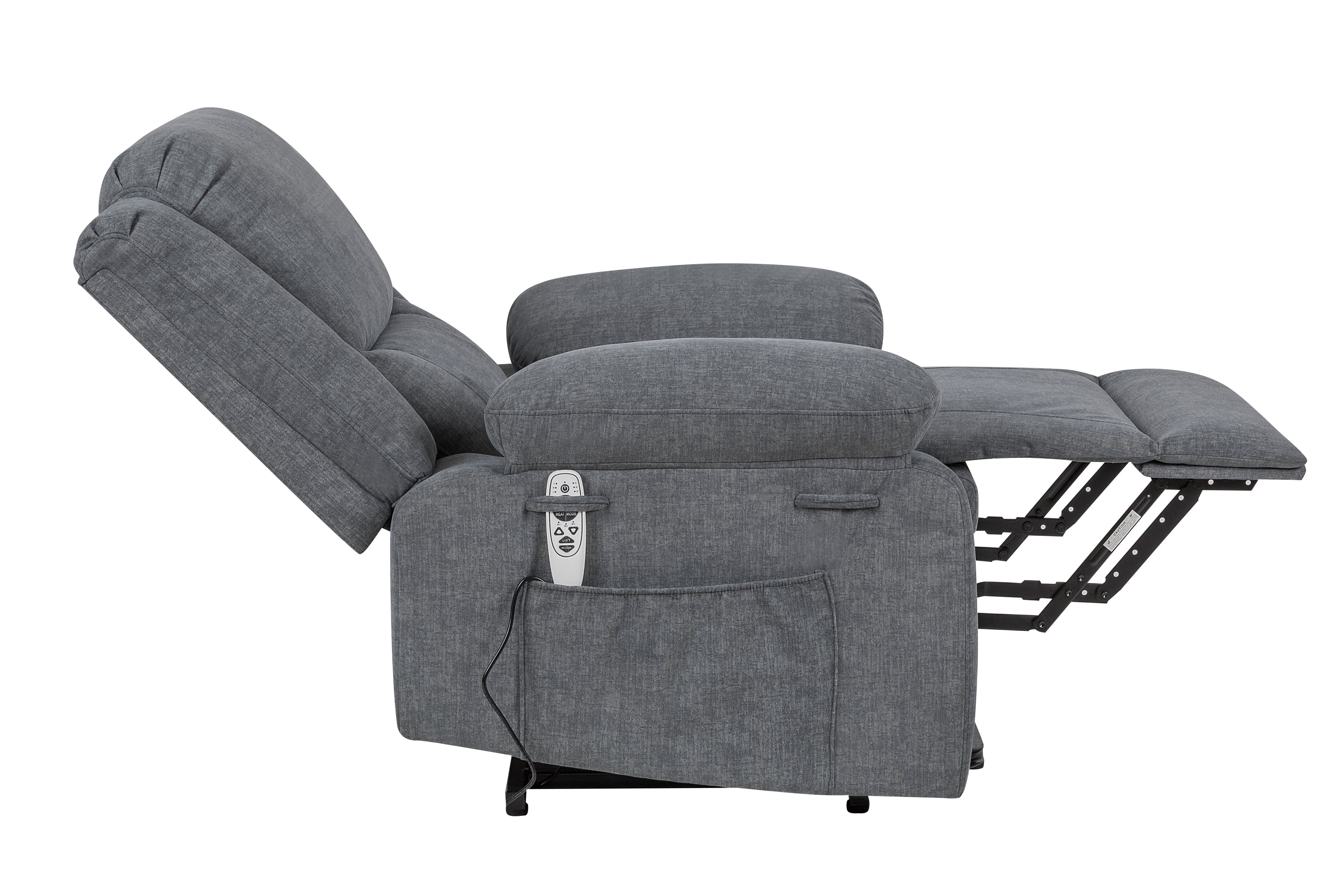 Electric Power Recliner Chair With Massage For Elderly ,Remote Control Multi-function Lifting, Timing, Cushion Heating Chair With Side Pocket Dark Grey