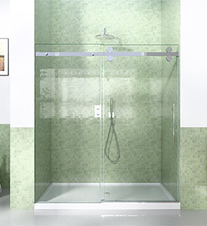 56-60 x 72 in Frameless Sliding Shower Door Enclosure - 56-60 x 72 in / Chrome view 1