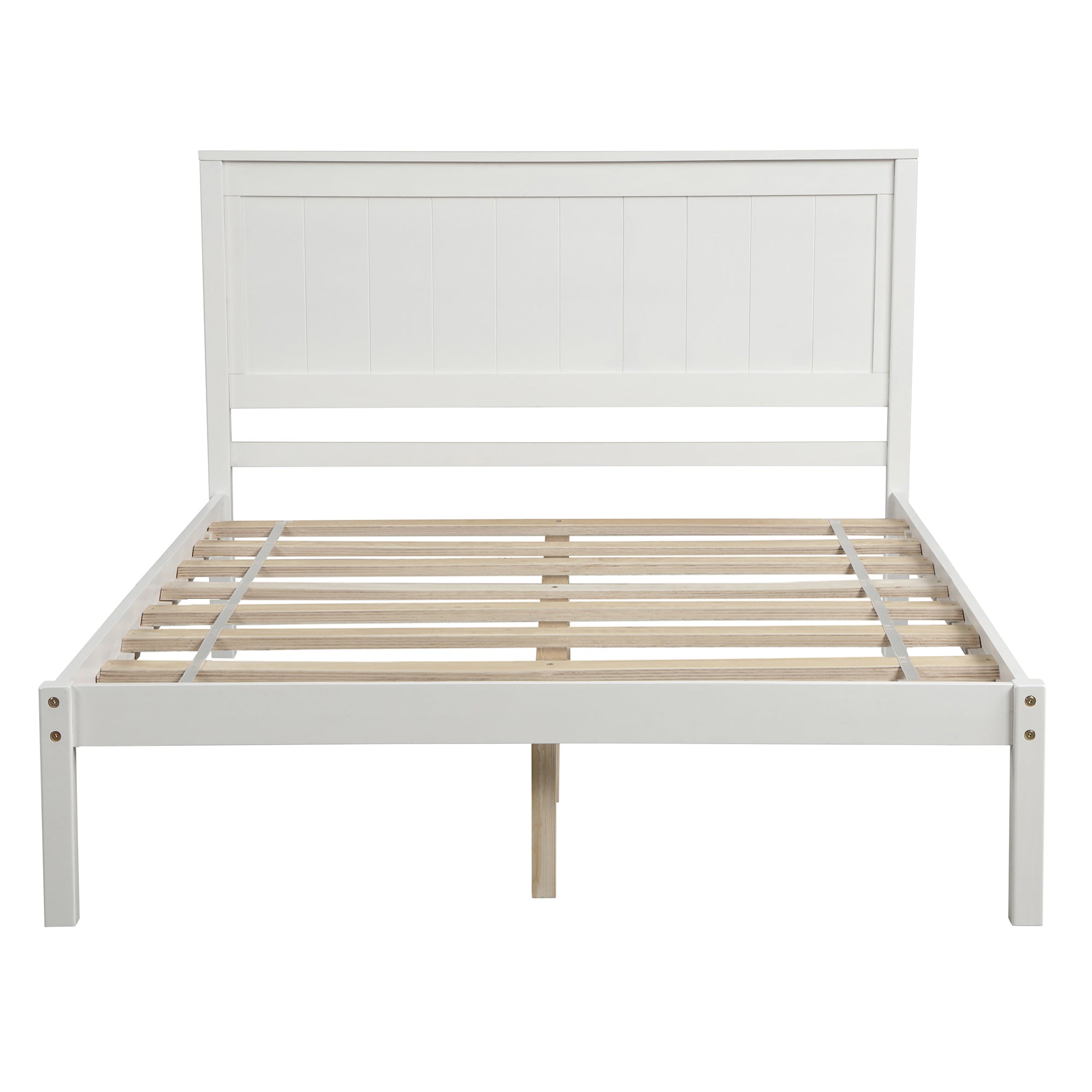 Platform Bed Frame with Headboard , Wood Slat Support , No Box Spring Needed ,Full,White(OLD SKU:WF191419AAK)