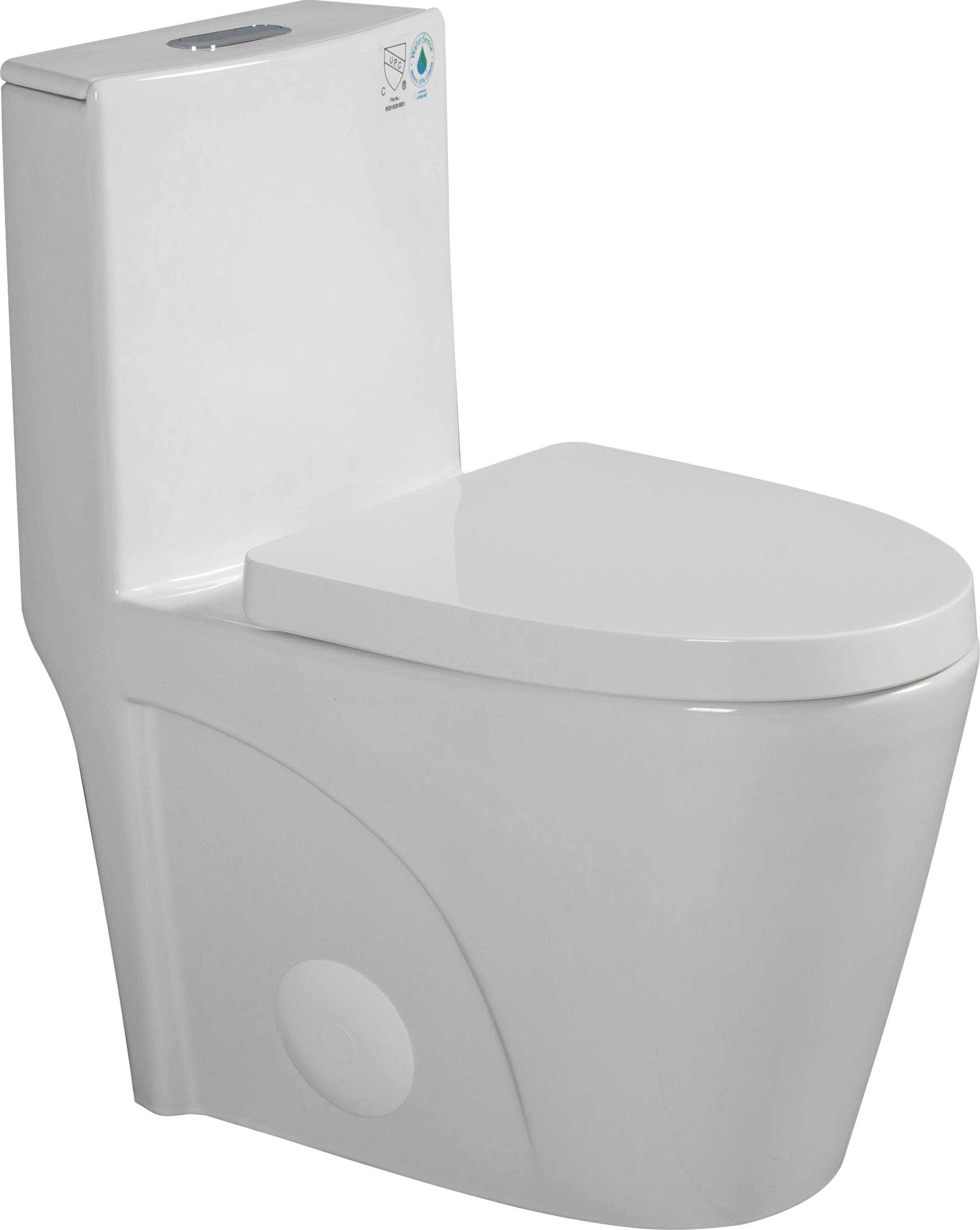 One-Piece Toilet, 1.1/1.60 GPF Water-Efficient Dual-Flush Elongated Comfort Height Floor Mounted, Standard-Size Toilet with Soft Closing Seat Included, Glossy White 23T01-GW-1