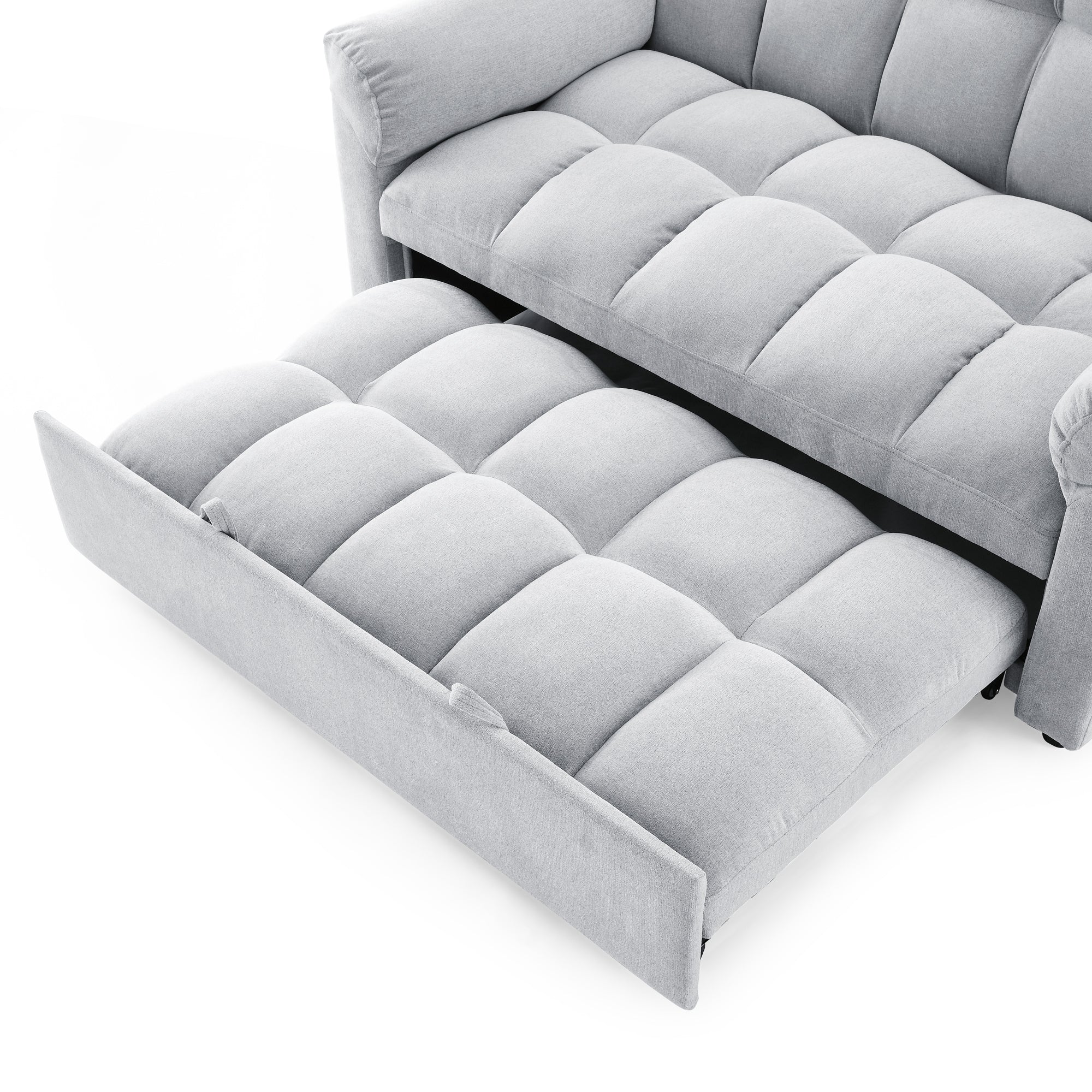 Loveseats Sofa Bed with Pull-out Bed,Adjsutable Back,Light Grey