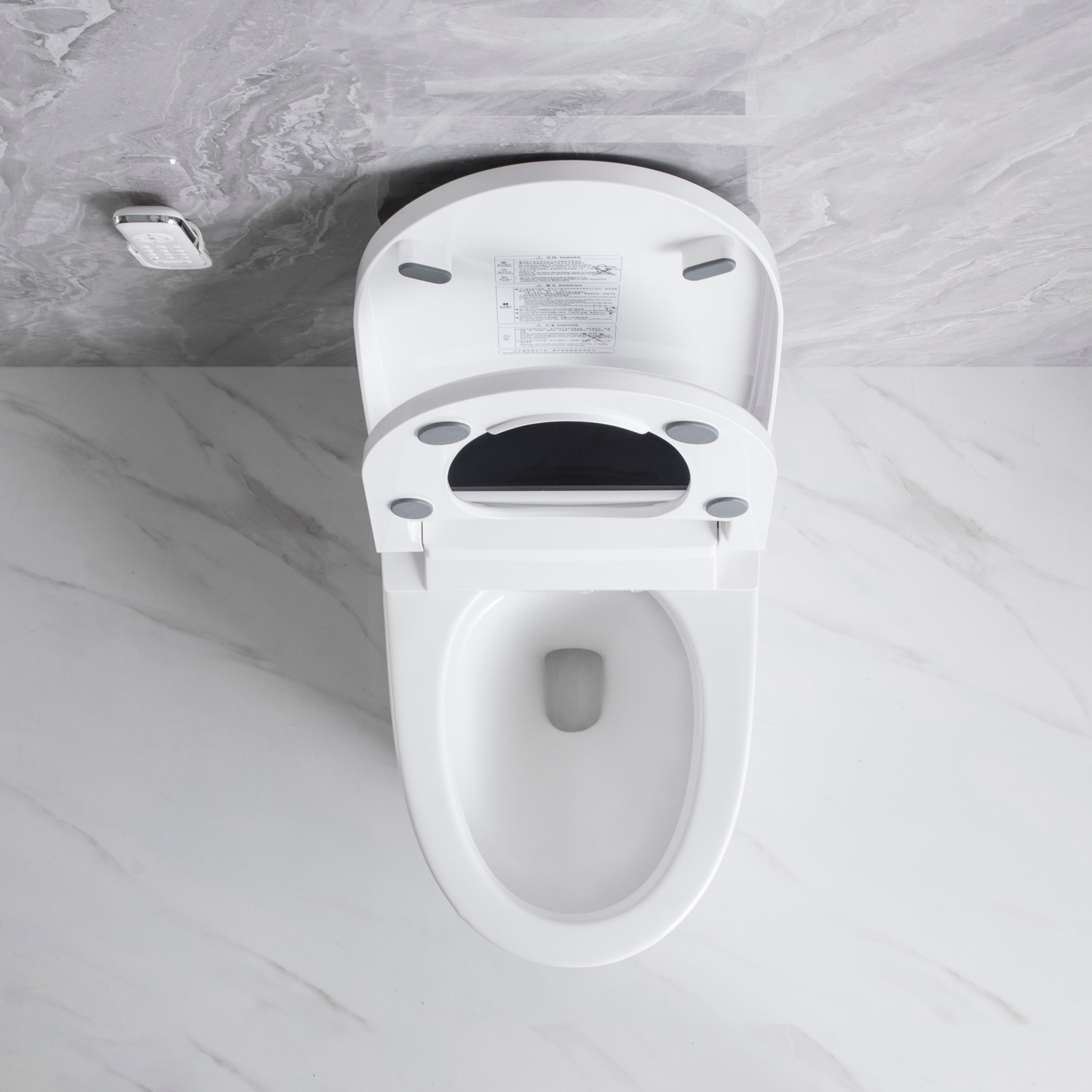 Elongated Smart Toilet with Elongated Heated Bidet Seat, Intelligent Toilet with Bidet Built-in, Feet Sensor,Auto Open/Close Seat, Off Seating AUTO Flush, Night Light, Warm Water & Dryer,White