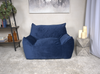 Allea Velveteen Bean Bag Chair with Armrests, Navy Blue