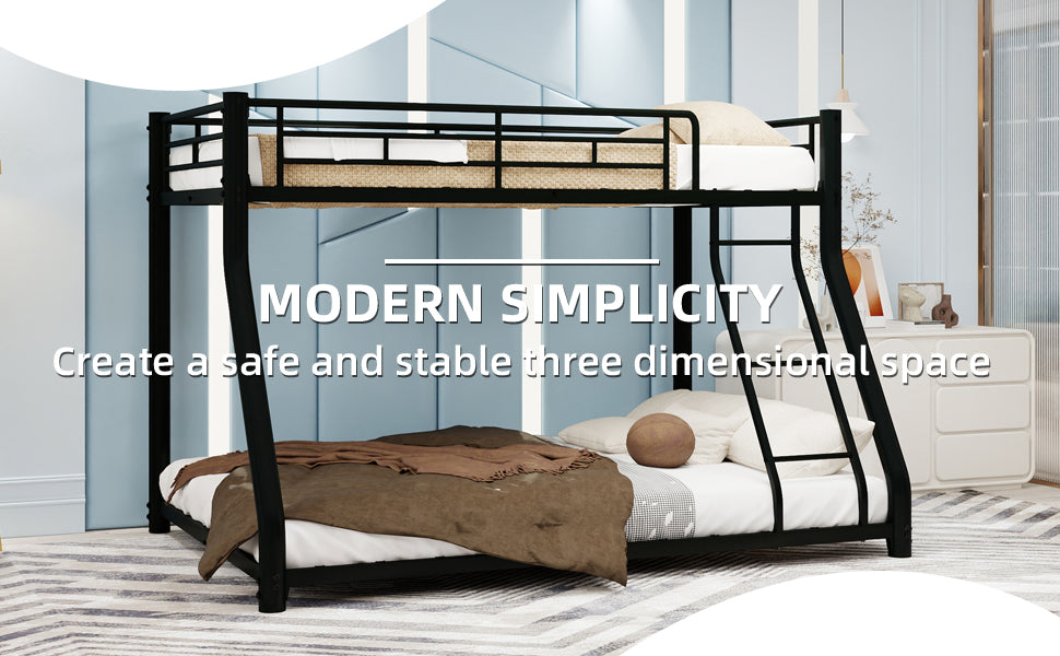 Twin over full metal bunk bed upper bunk full-length guardrail detail