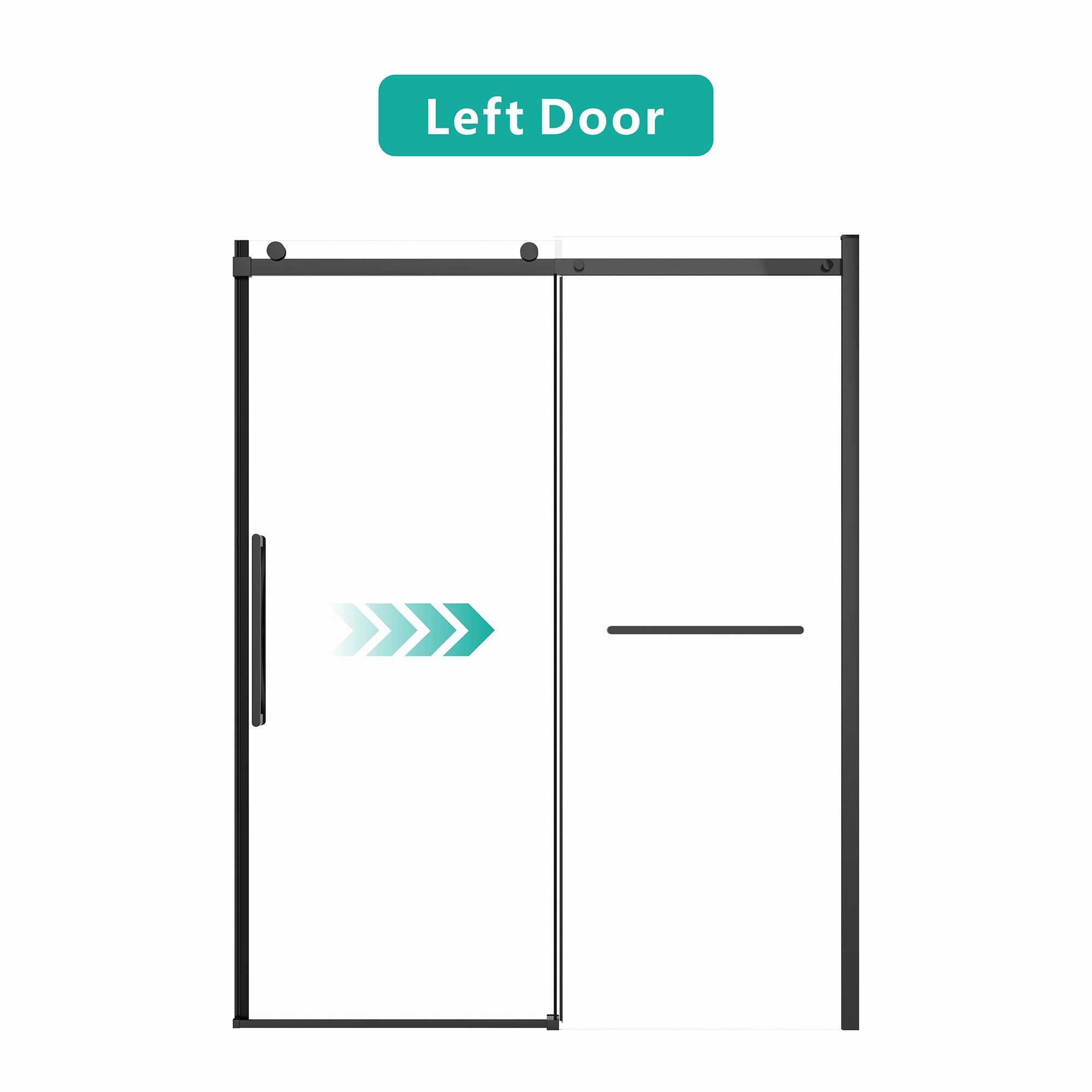 Matte black sliding shower door installation view