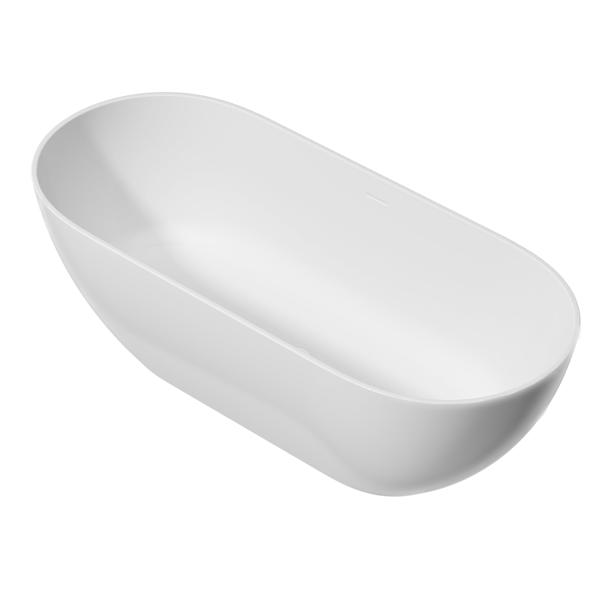 69" Freestanding Solid Surface Bathtub, Luxury Handcrafted Stone Resin Freestanding Soaking Bathtub with Overflow and Pop-up Drain, Matte White 24S03-69MW