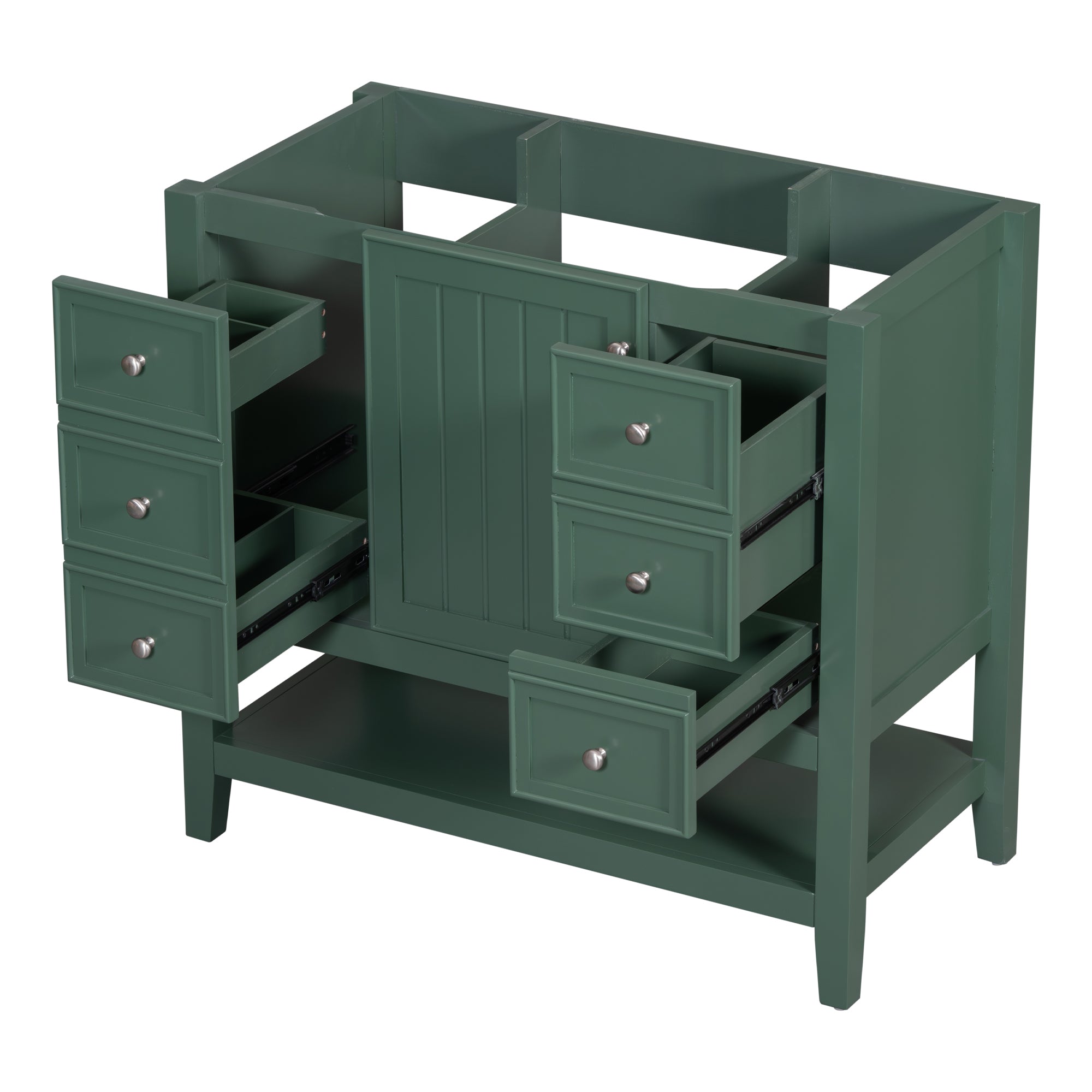 36" Bathroom Vanity without Sink, Cabinet Base Only, One Cabinet and three Drawers, Green