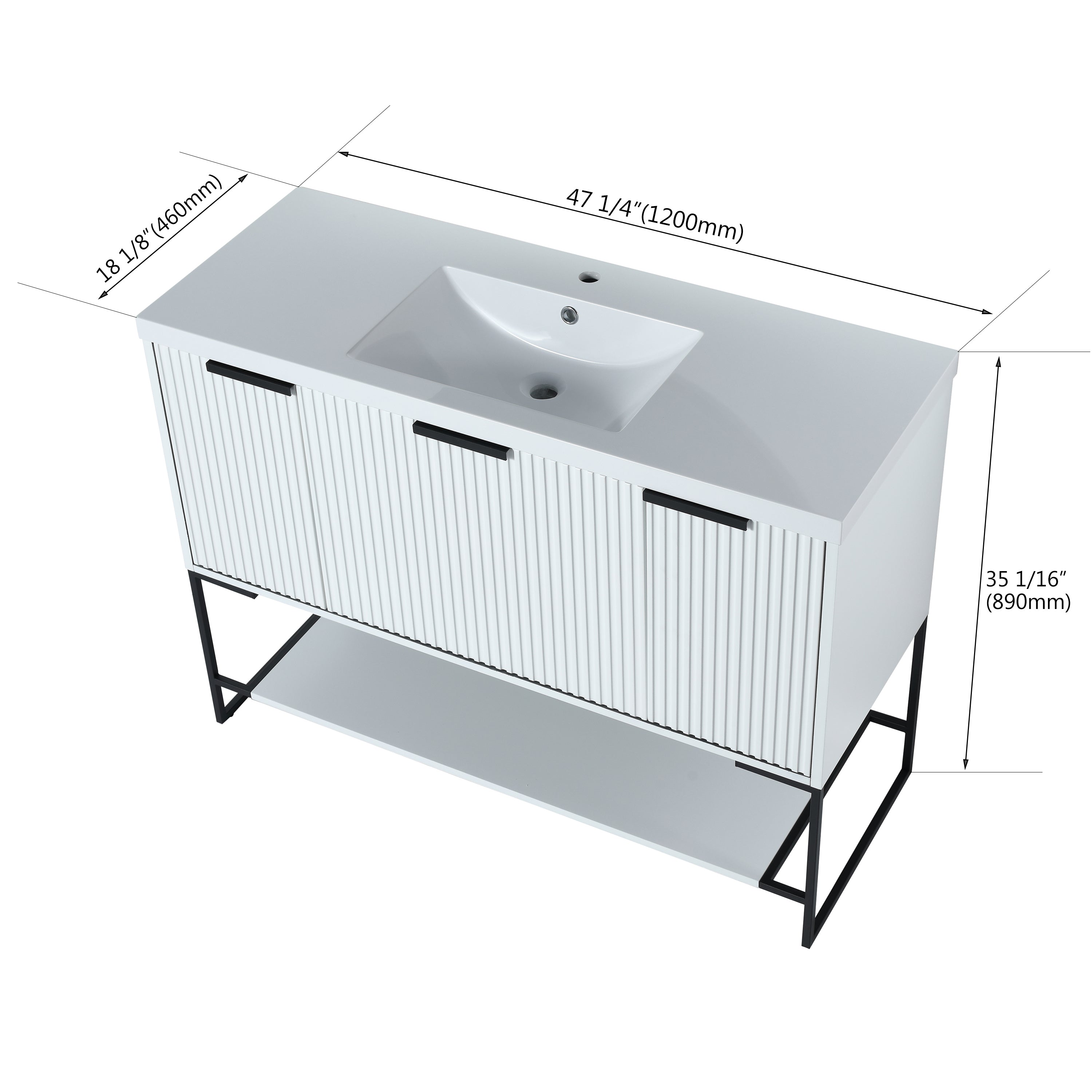 48 Inch Freestanding Bathroom Vanity With Resin Basin,48x18