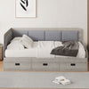 Full Size Daybed with Three Drawers and Three Storage Compartments, Gray