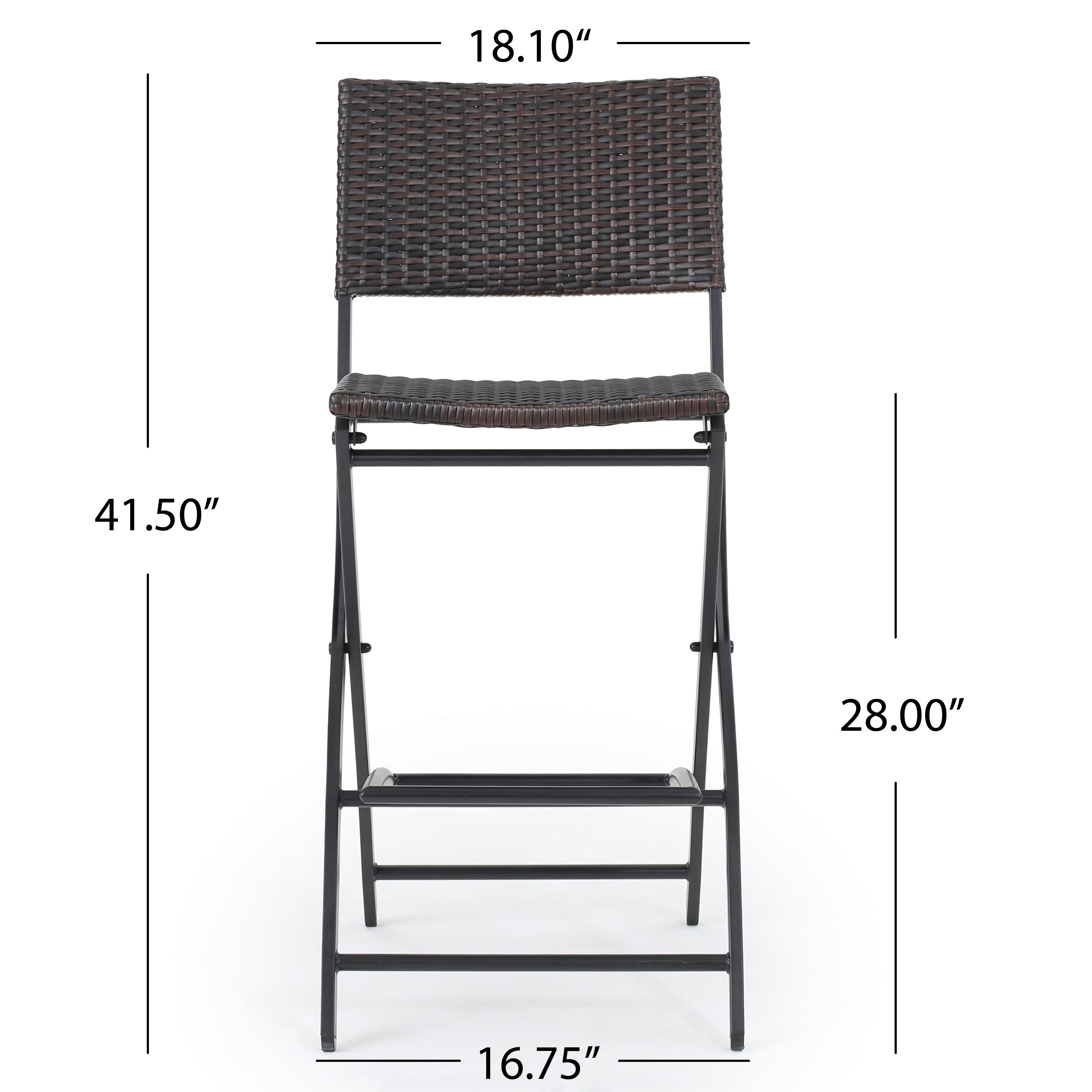 Outdoor Wicker Barstools Faux Rattan Patio Bar Stools Foldable Chair, Multibrown, Set of 2