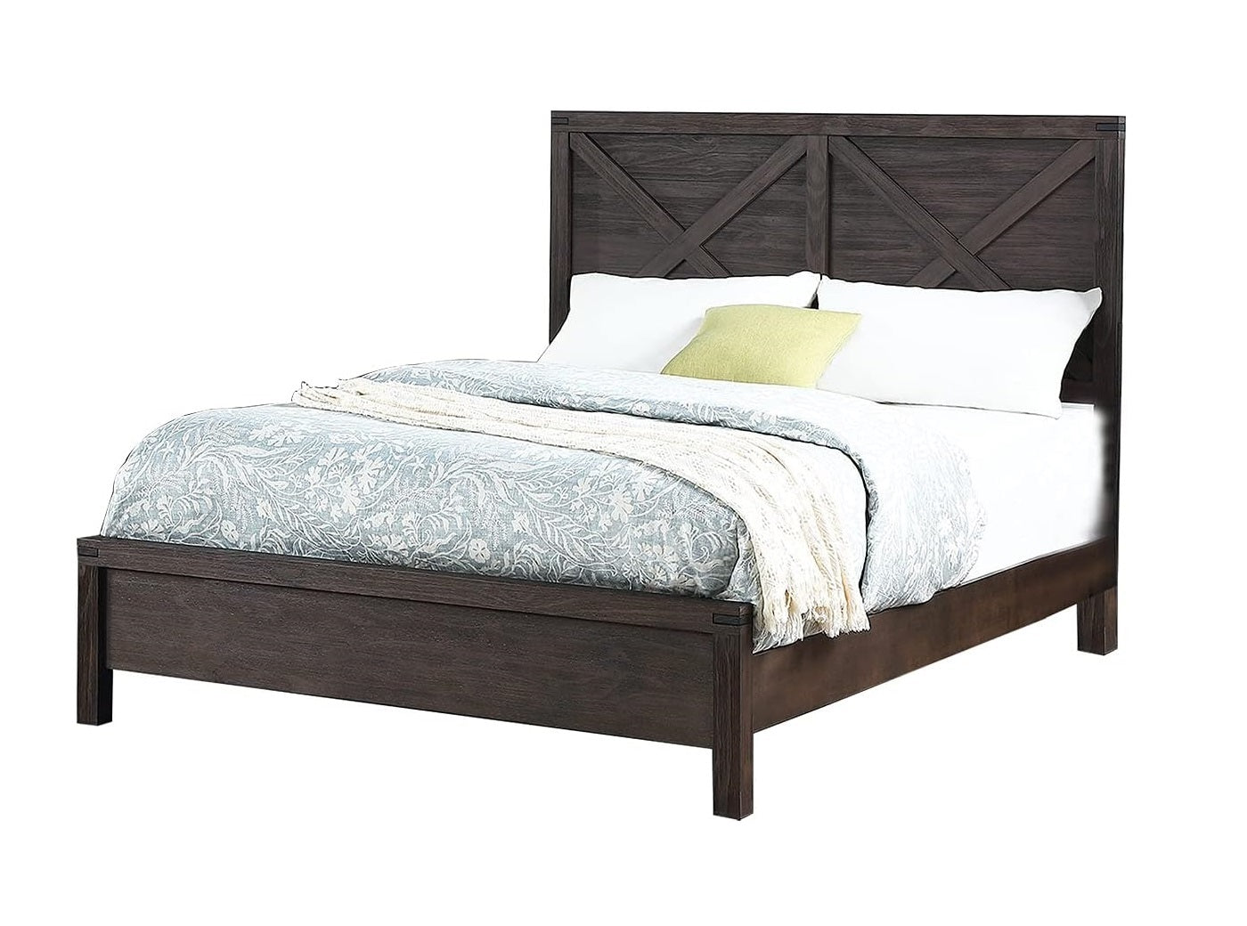 Rustic Contemporary Espresso 1pc Queen Size Bed Wooden X-Design HB Unique Look Bedroom Furniture