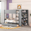 Full over Full Bunk Bed With 2 Drawers and Multi-layer Cabinet, Gray