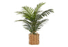 Artificial Plant, 24" Tall, Palm, Indoor, Faux, Fake, Table, Floor, Greenery, Potted, Real Touch, Decorative, Green Leaves, Beige Woven Basket